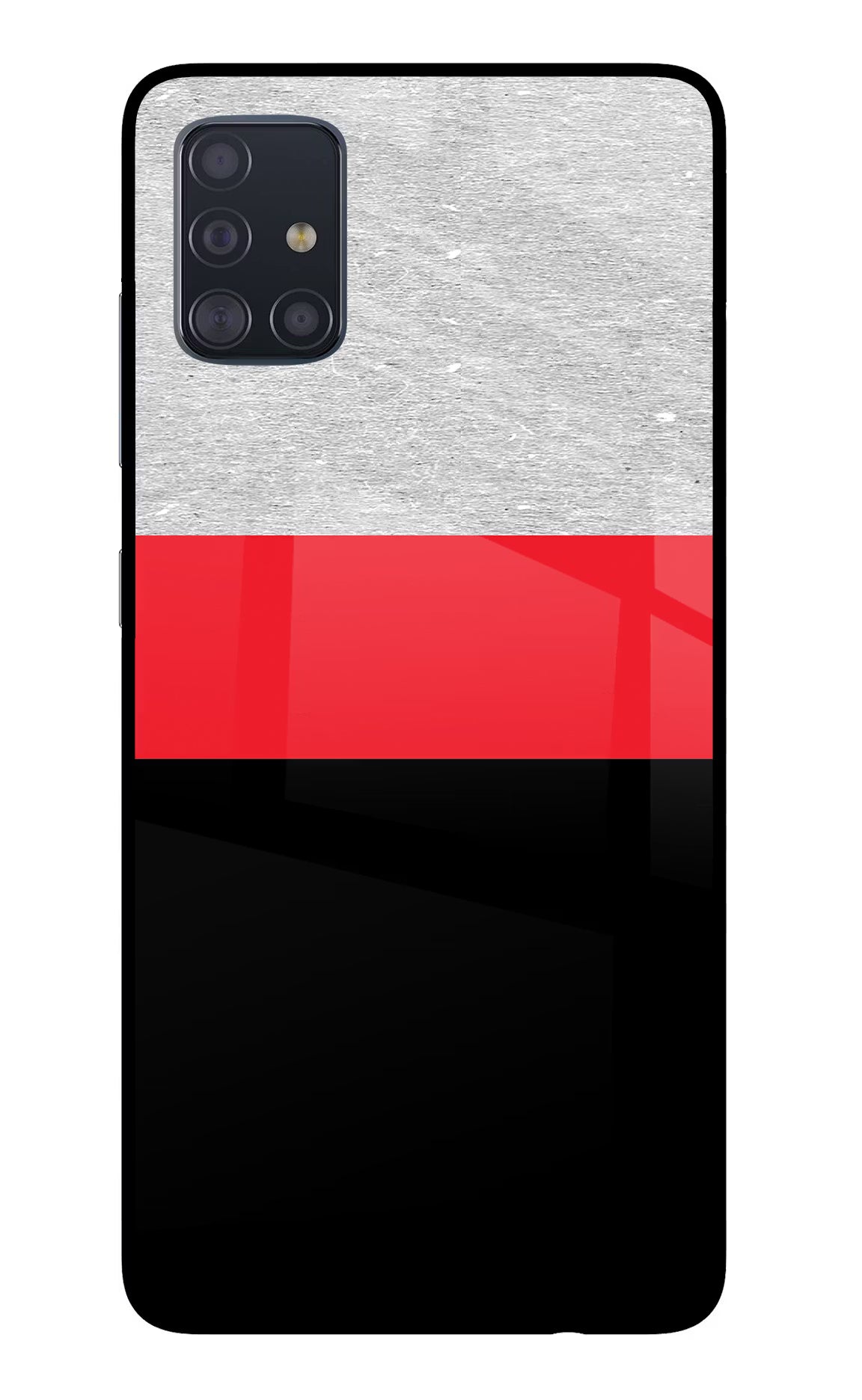 Tri Color Pattern Samsung A51 Back Cover - Tri Color Pattern Samsung A51 Glass Case Back Cover by Casekaro Tri Color Pattern Samsung A51 Glass Case Back Cover by Casekaro