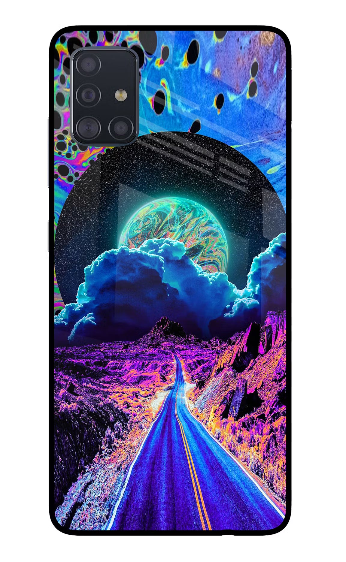 Psychedelic Painting Samsung A51 Back Cover - Psychedelic Painting Samsung A51 Glass Case Back Cover by Casekaro Psychedelic Painting Samsung A51 Glass Case Back Cover by Casekaro