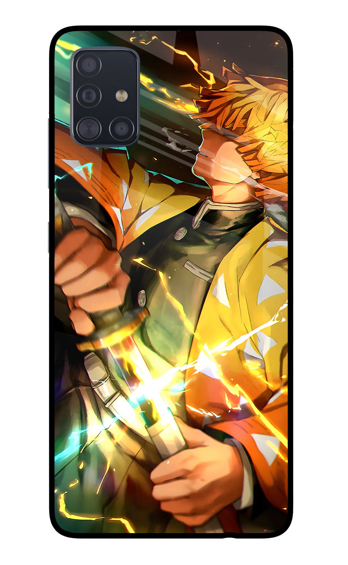Demon Slayer Samsung A51 Back Cover - Demon Slayer Samsung A51 Glass Case Back Cover by Casekaro Demon Slayer Samsung A51 Glass Case Back Cover by Casekaro
