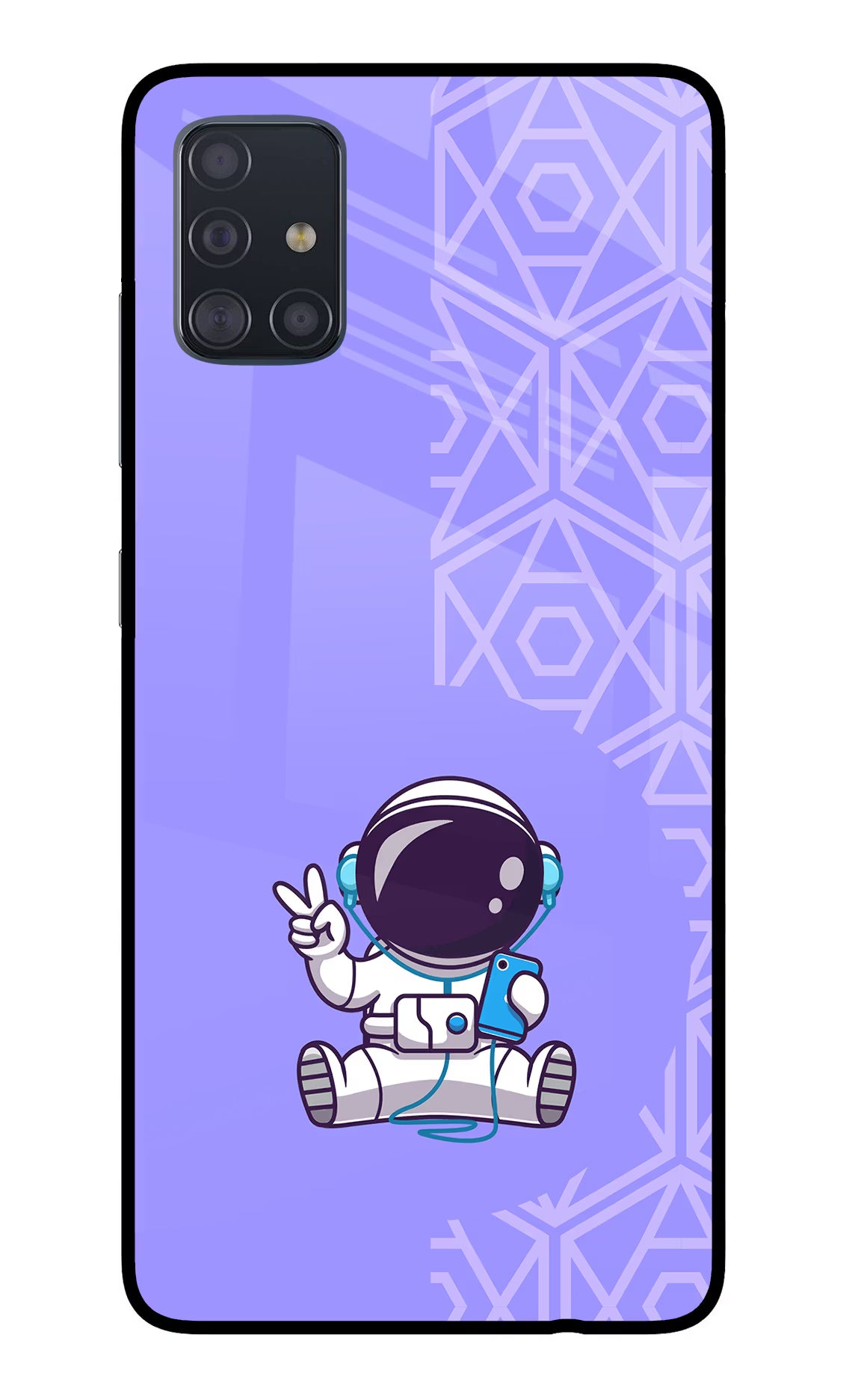 Cute Astronaut Chilling Samsung A51 Back Cover - Cute Astronaut Chilling Samsung A51 Glass Case Back Cover by Casekaro Cute Astronaut Chilling Samsung A51 Glass Case Back Cover by Casekaro