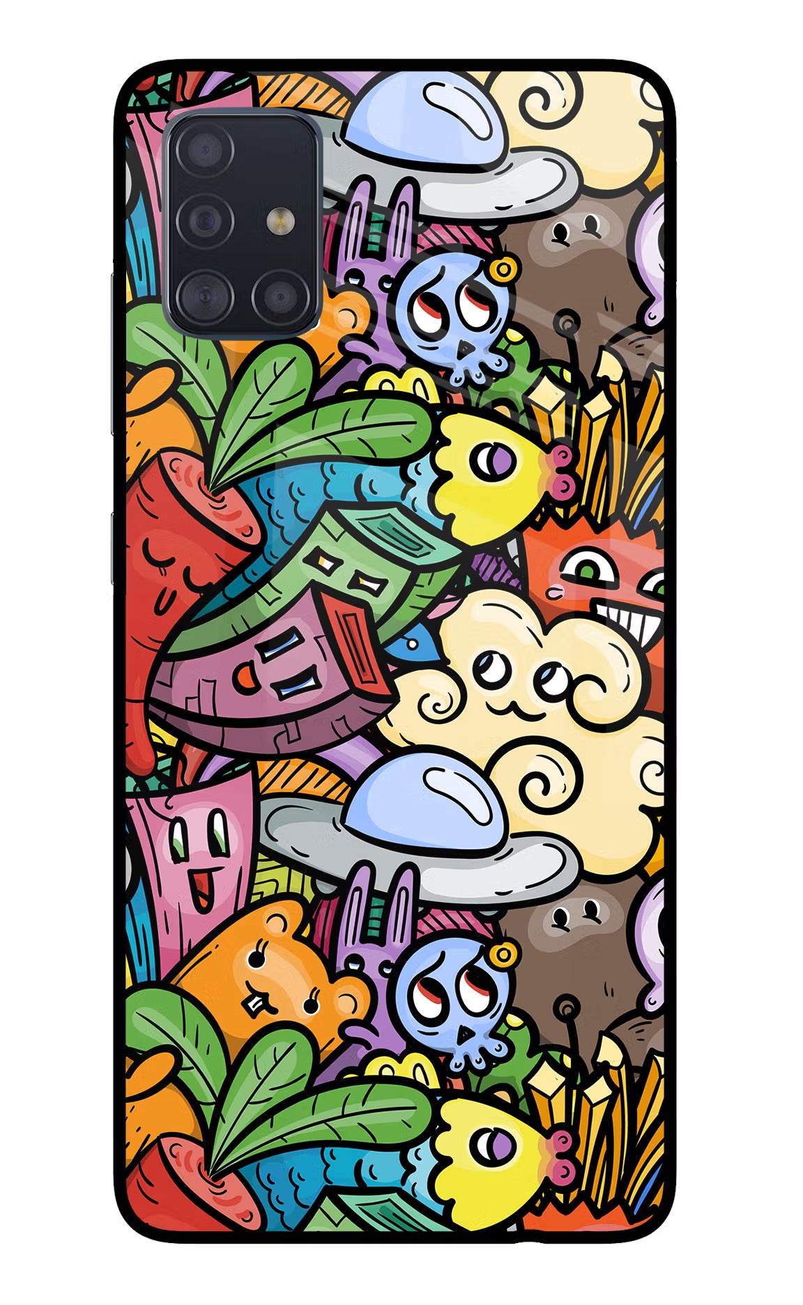 Veggie Doodle Samsung A51 Glass Case - Veggie Doodle Samsung A51 Glass Case Veggie Doodle Samsung A51 Glass Case