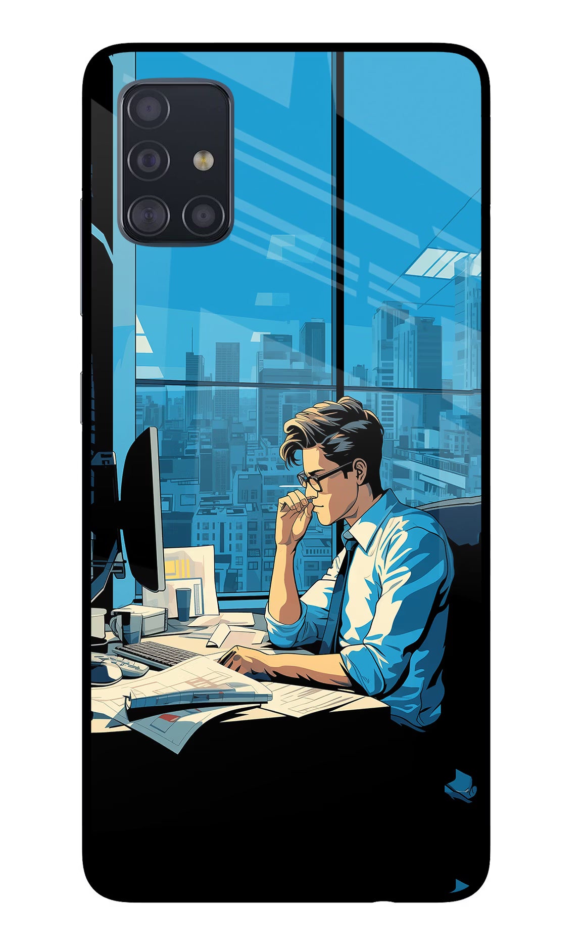 Focused Hustler (AI Generated) Samsung A51 Back Cover - Focused Hustler (AI Generated) Samsung A51 Glass Case Back Cover by Casekaro Focused Hustler (AI Generated) Samsung A51 Glass Case Back Cover by Casekaro