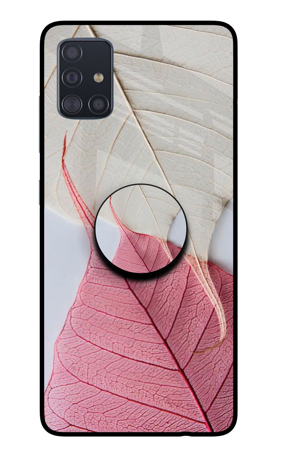 White Pink Leaf Samsung A51 Glass Case - White Pink Leaf Samsung A51 Glass Case White Pink Leaf Samsung A51 Glass Case