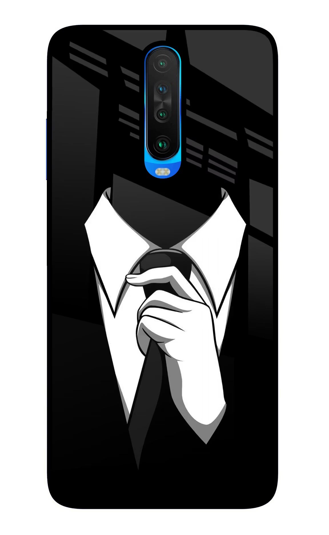 Black Tie Poco X2 Back Cover - Black Tie Poco X2 Glass Case Back Cover by Casekaro Black Tie Poco X2 Glass Case Back Cover by Casekaro