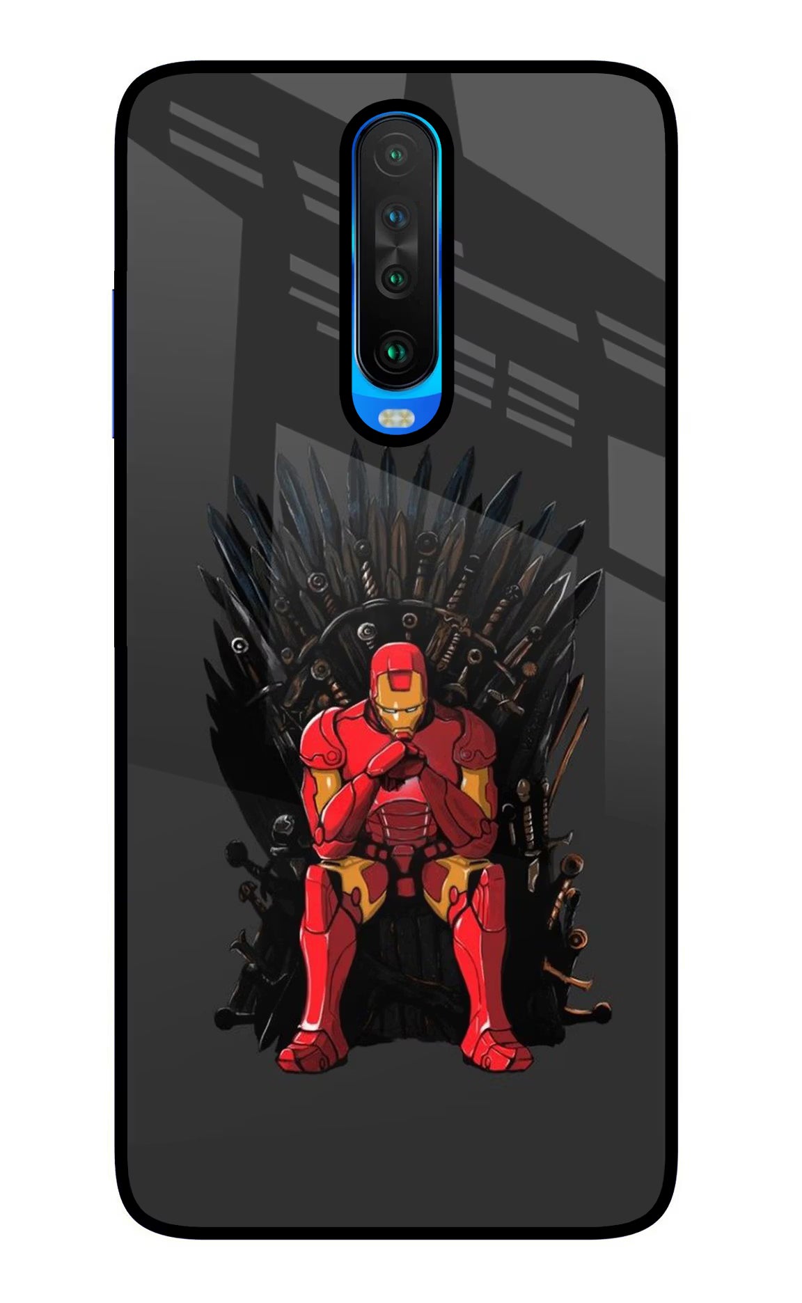 Ironman Throne Poco X2 Back Cover - Ironman Throne Poco X2 Glass Case Back Cover by Casekaro Ironman Throne Poco X2 Glass Case Back Cover by Casekaro