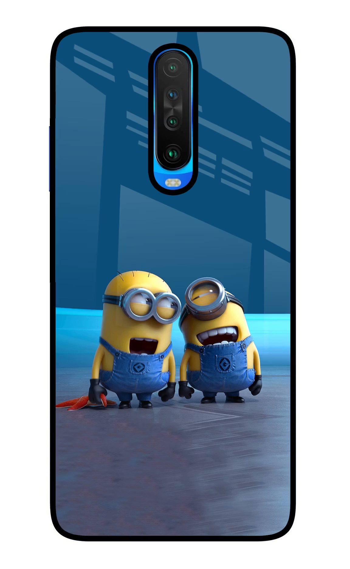 Minion Laughing Poco X2 Back Cover - Minion Laughing Poco X2 Glass Case Back Cover by Casekaro Minion Laughing Poco X2 Glass Case Back Cover by Casekaro