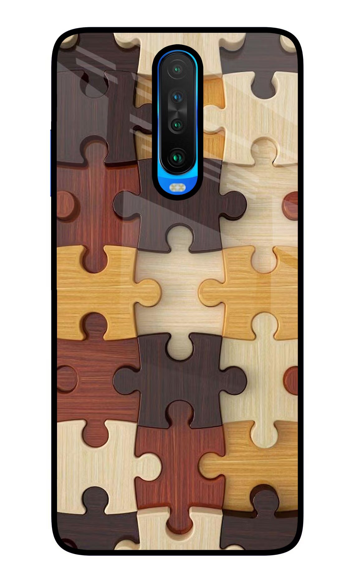 Wooden Puzzle Poco X2 Back Cover - Wooden Puzzle Poco X2 Glass Case Back Cover by Casekaro Wooden Puzzle Poco X2 Glass Case Back Cover by Casekaro