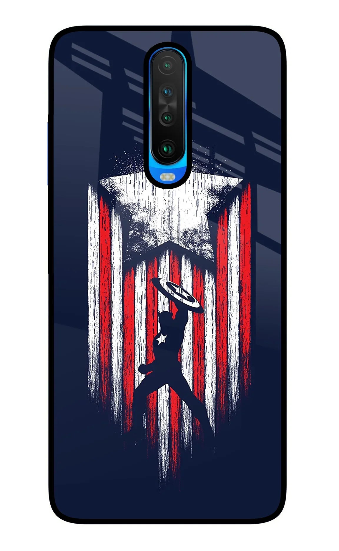 Captain America Marvel Art Poco X2 Glass Case - Captain America Marvel Art Poco X2 Glass Case Captain America Marvel Art Poco X2 Glass Case