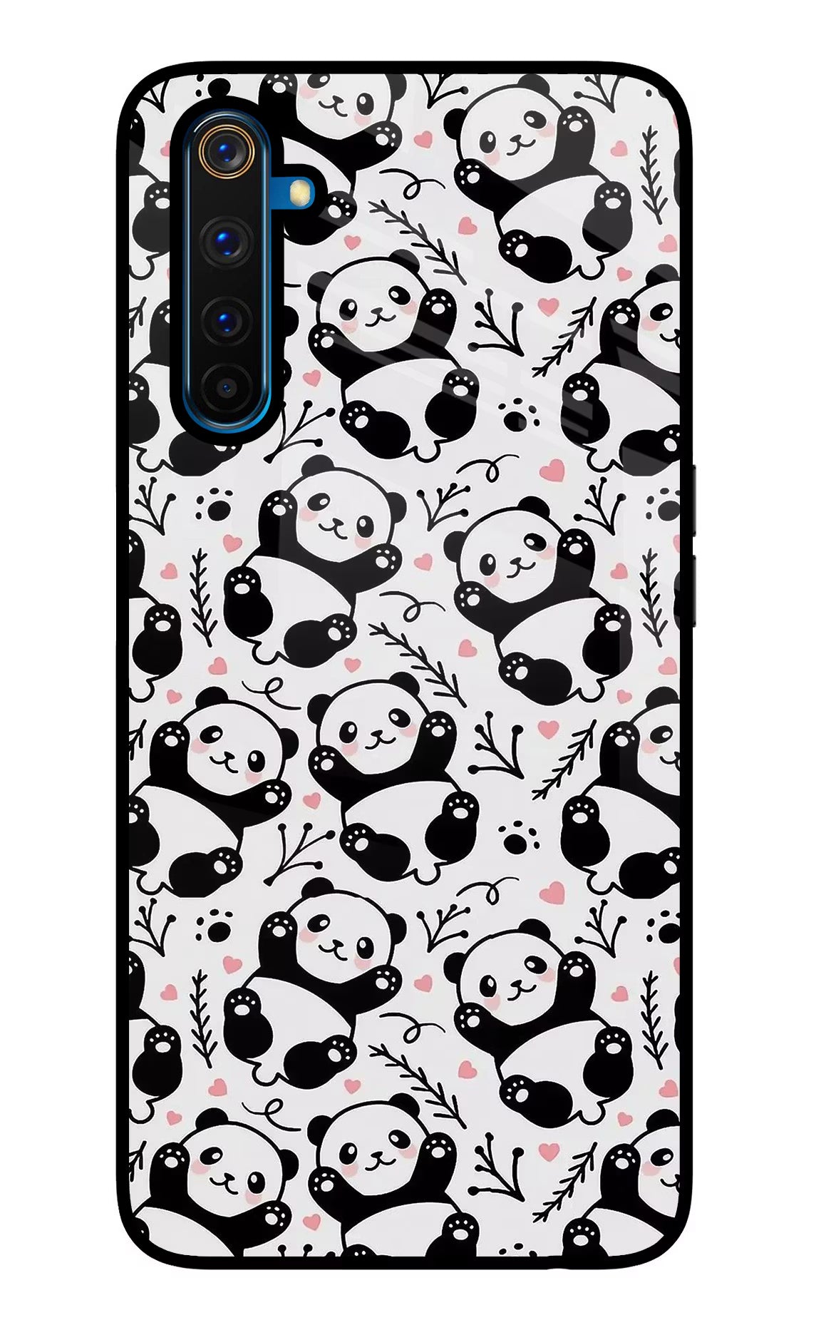 Cute Panda Realme 6 Pro Back Cover - Cute Panda Realme 6 Pro Glass Case Back Cover by Casekaro Cute Panda Realme 6 Pro Glass Case Back Cover by Casekaro