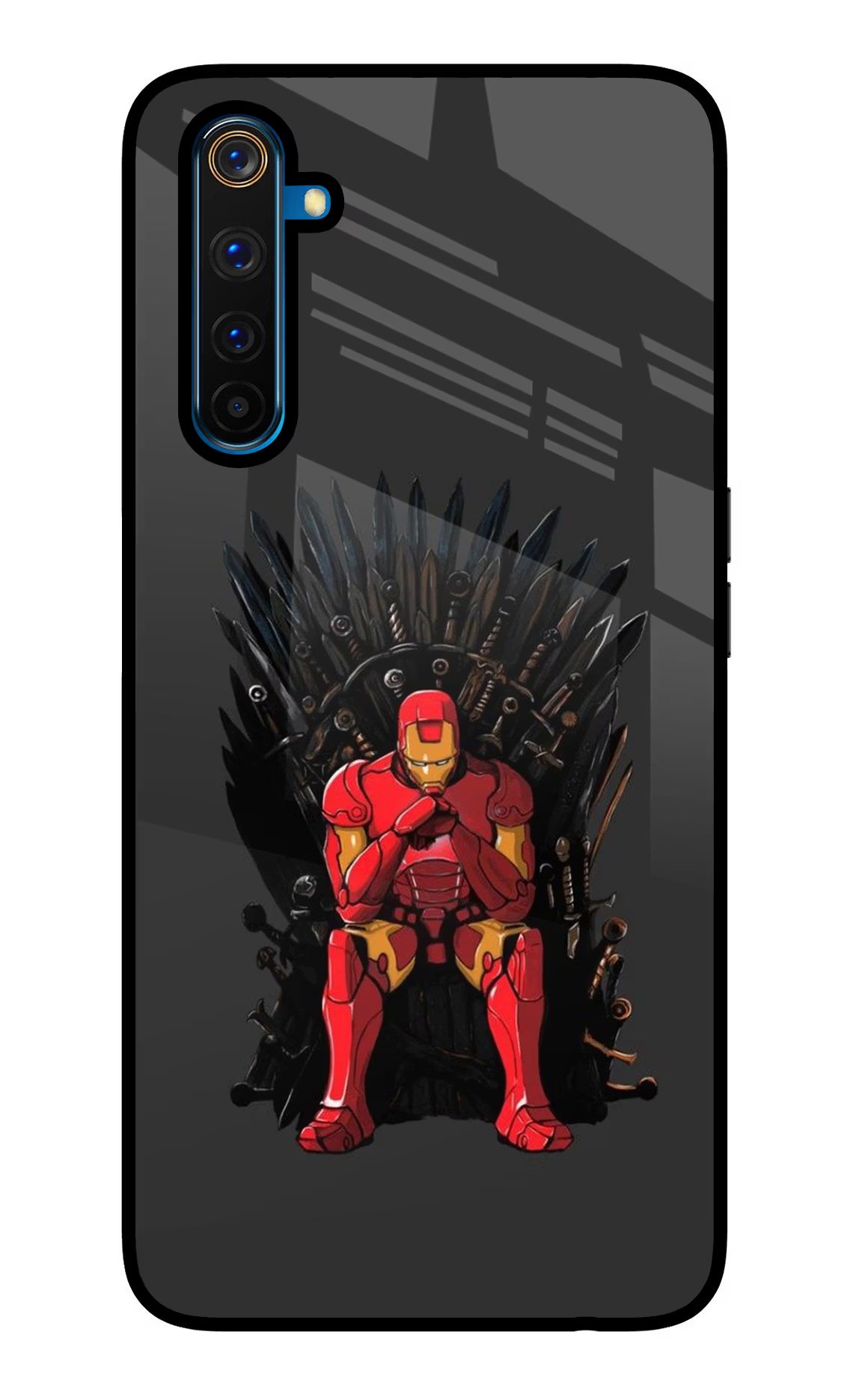 Ironman Throne Realme 6 Pro Back Cover - Ironman Throne Realme 6 Pro Glass Case Back Cover by Casekaro Ironman Throne Realme 6 Pro Glass Case Back Cover by Casekaro