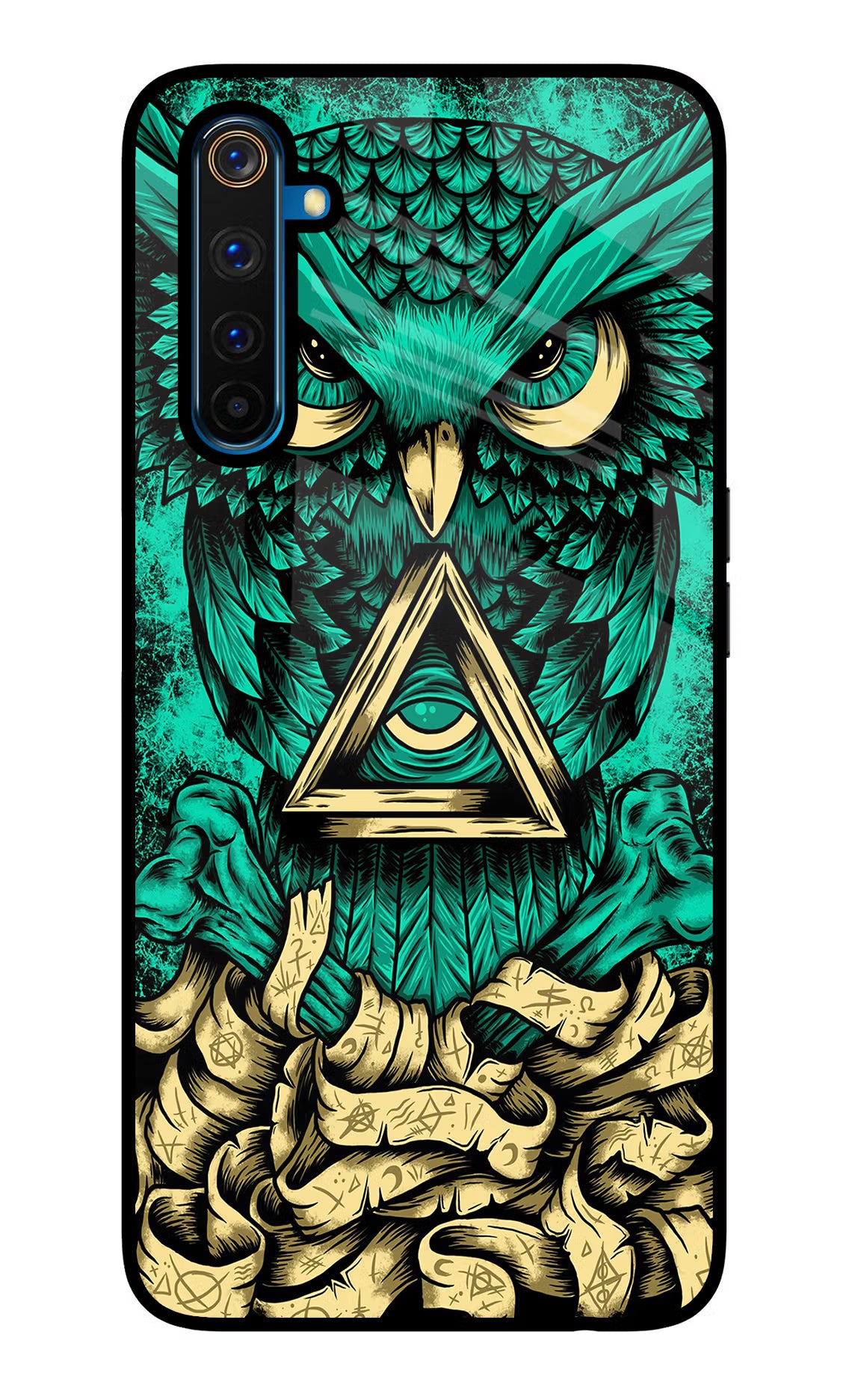 Green Owl Realme 6 Pro Back Cover - Green Owl Realme 6 Pro Glass Case Back Cover by Casekaro Green Owl Realme 6 Pro Glass Case Back Cover by Casekaro