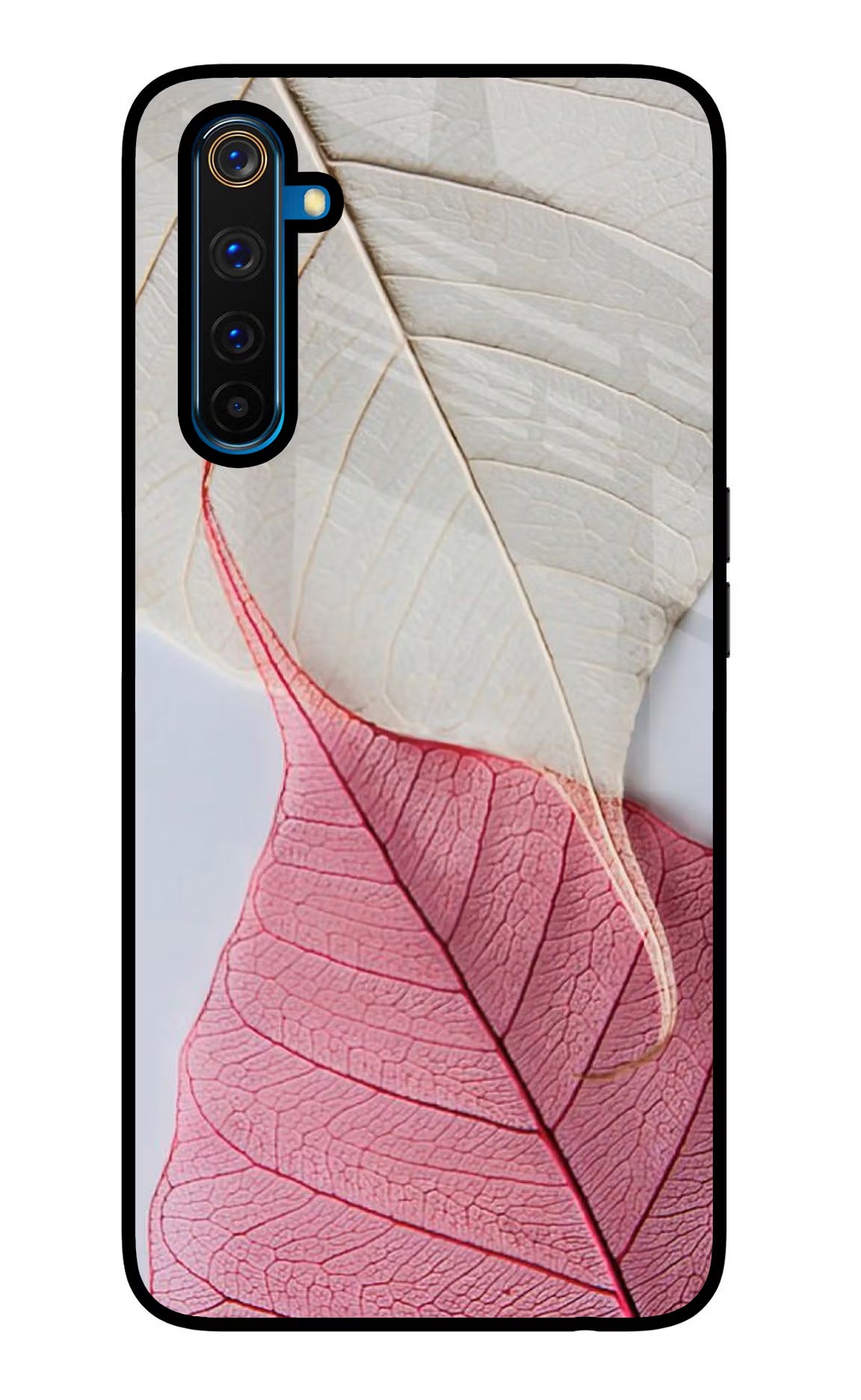 White Pink Leaf Realme 6 Pro Back Cover - White Pink Leaf Realme 6 Pro Glass Case Back Cover by Casekaro White Pink Leaf Realme 6 Pro Glass Case Back Cover by Casekaro