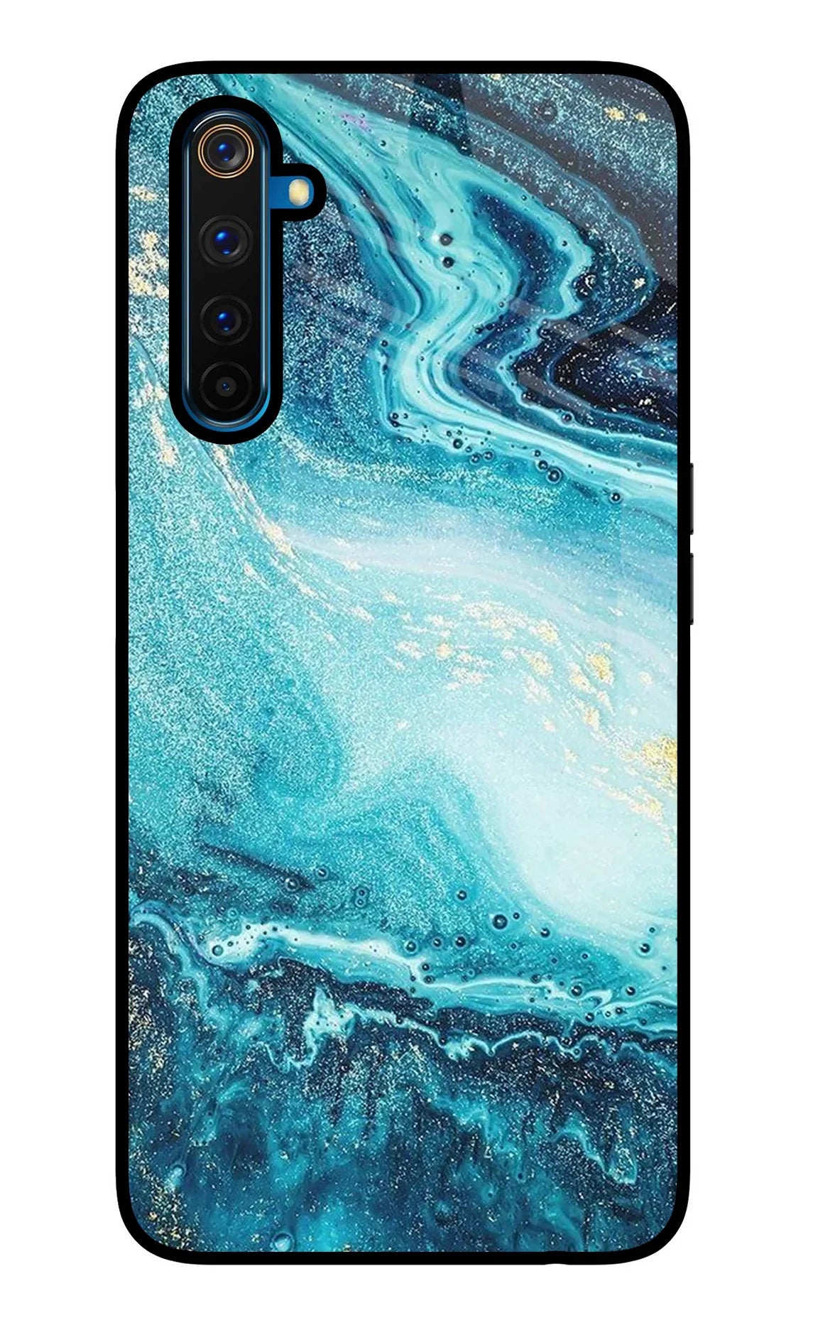 Blue Glitter Marble Realme 6 Pro Glass Case - Blue Glitter Marble Realme 6 Pro Glass Case Blue Glitter Marble Realme 6 Pro Glass Case