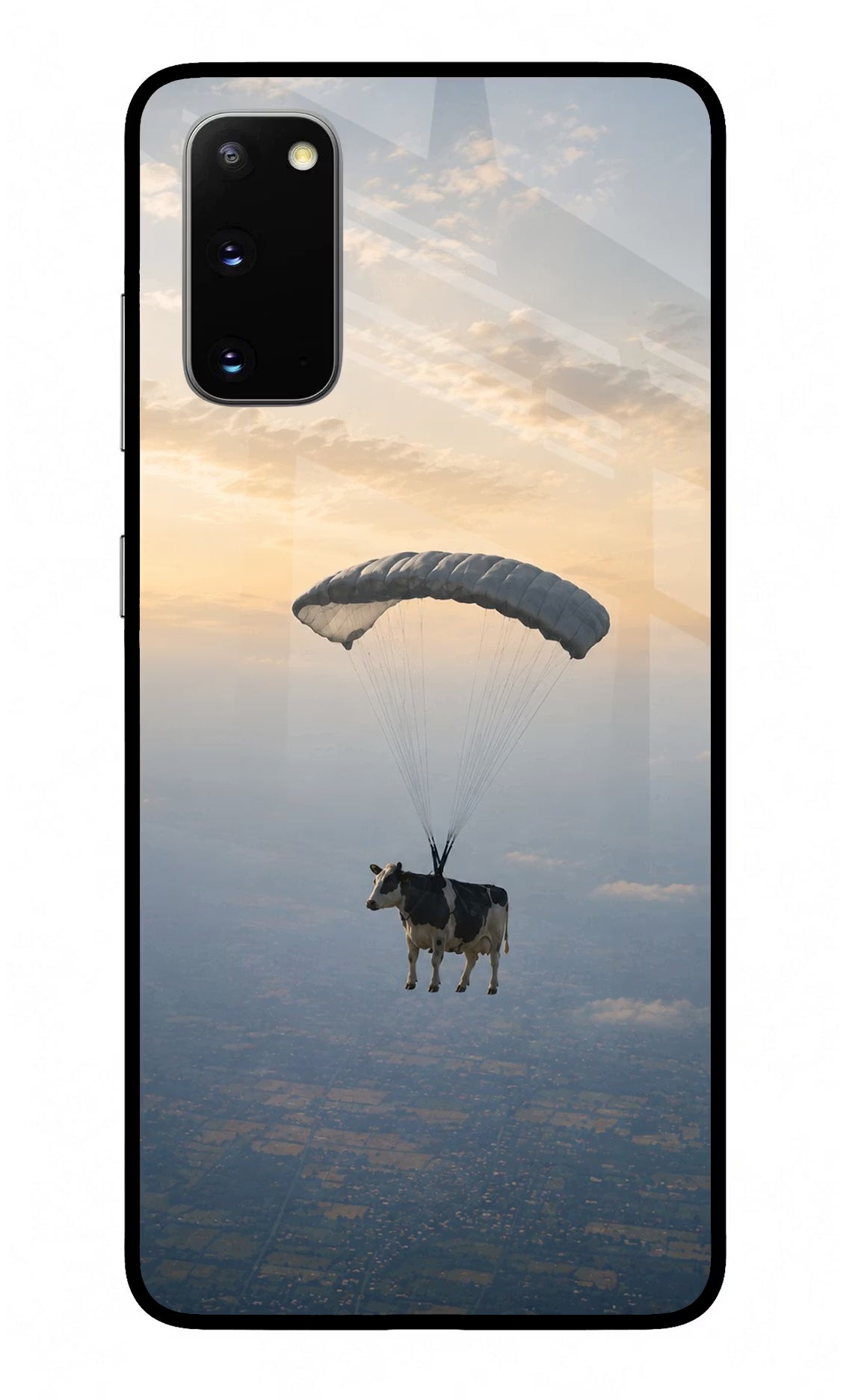 Skydiving Cow Samsung S20 Glass Case - Skydiving Cow Samsung S20 Glass Case Skydiving Cow Samsung S20 Glass Case