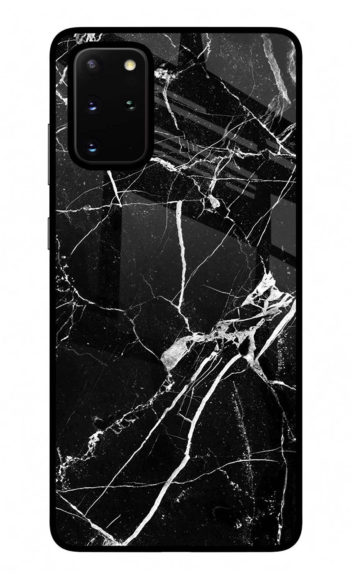 Black Marble Pattern Samsung S20 Plus Back Cover - Black Marble Pattern Samsung S20 Plus Glass Case Back Cover by Casekaro Black Marble Pattern Samsung S20 Plus Glass Case Back Cover by Casekaro