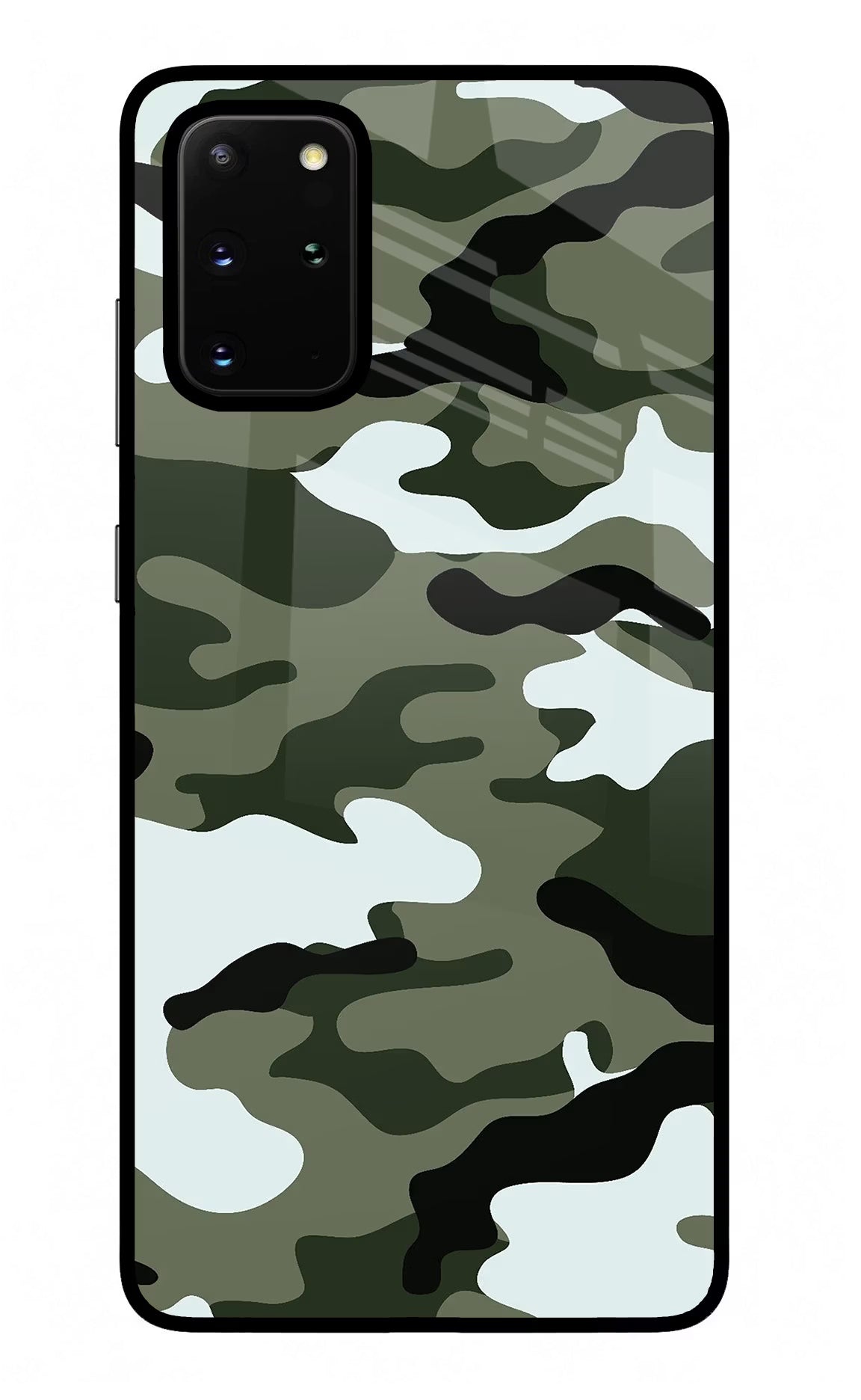 Camouflage Samsung S20 Plus Back Cover - Camouflage Samsung S20 Plus Glass Case Back Cover by Casekaro Camouflage Samsung S20 Plus Glass Case Back Cover by Casekaro