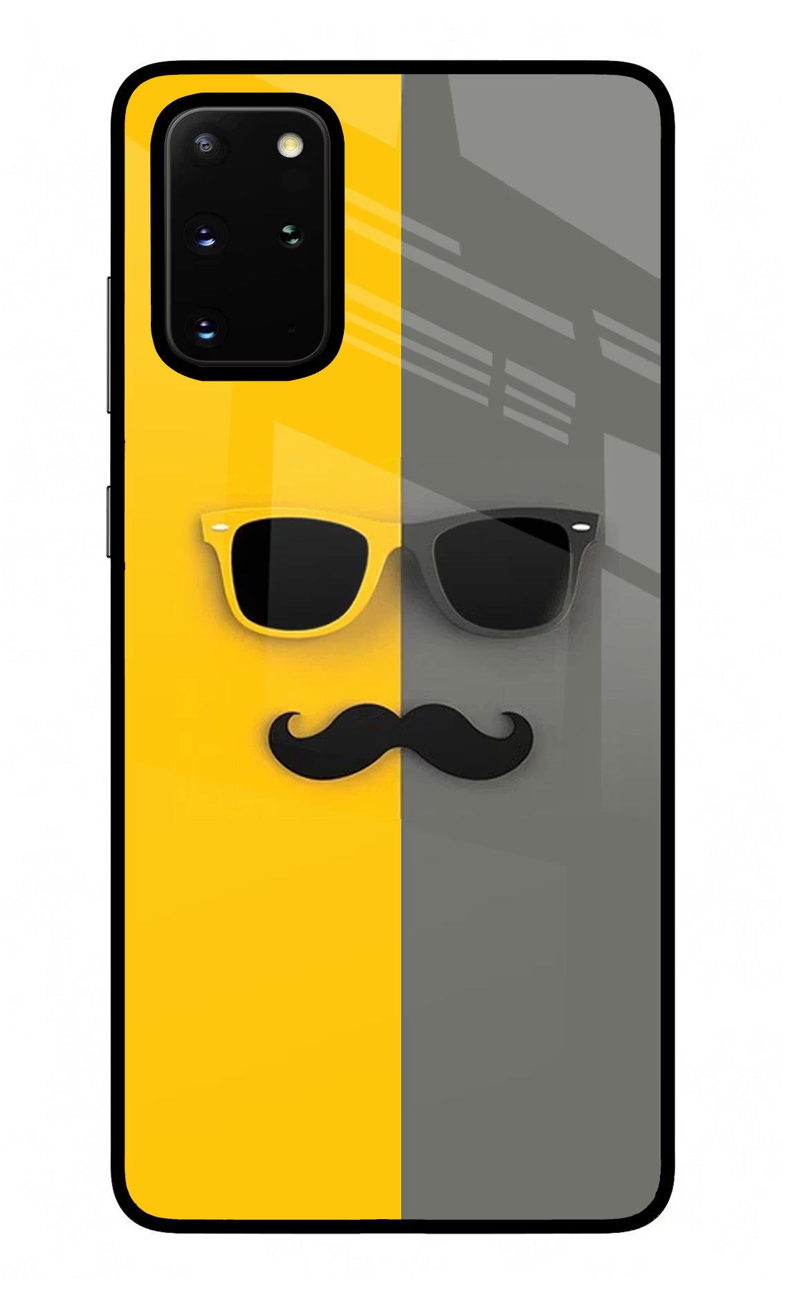 Sunglasses with Mustache Samsung S20 Plus Back Cover - Sunglasses with Mustache Samsung S20 Plus Glass Case Back Cover by Casekaro Sunglasses with Mustache Samsung S20 Plus Glass Case Back Cover by Casekaro