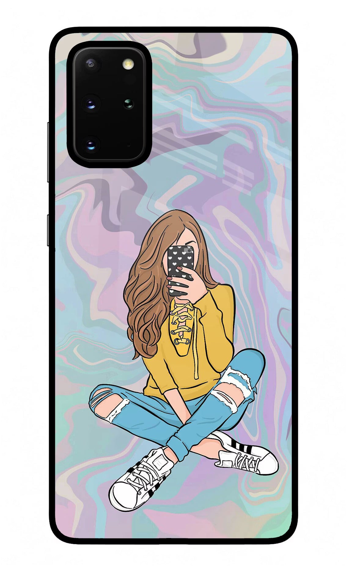 Selfie Girl Samsung S20 Plus Back Cover - Selfie Girl Samsung S20 Plus Glass Case Back Cover by Casekaro Selfie Girl Samsung S20 Plus Glass Case Back Cover by Casekaro