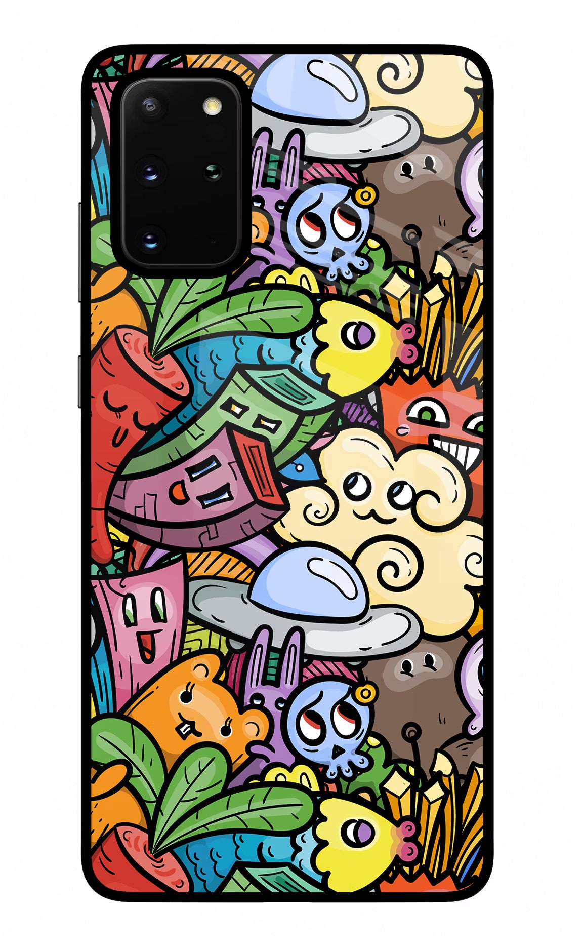 Veggie Doodle Samsung S20 Plus Back Cover - Veggie Doodle Samsung S20 Plus Glass Case Back Cover by Casekaro Veggie Doodle Samsung S20 Plus Glass Case Back Cover by Casekaro