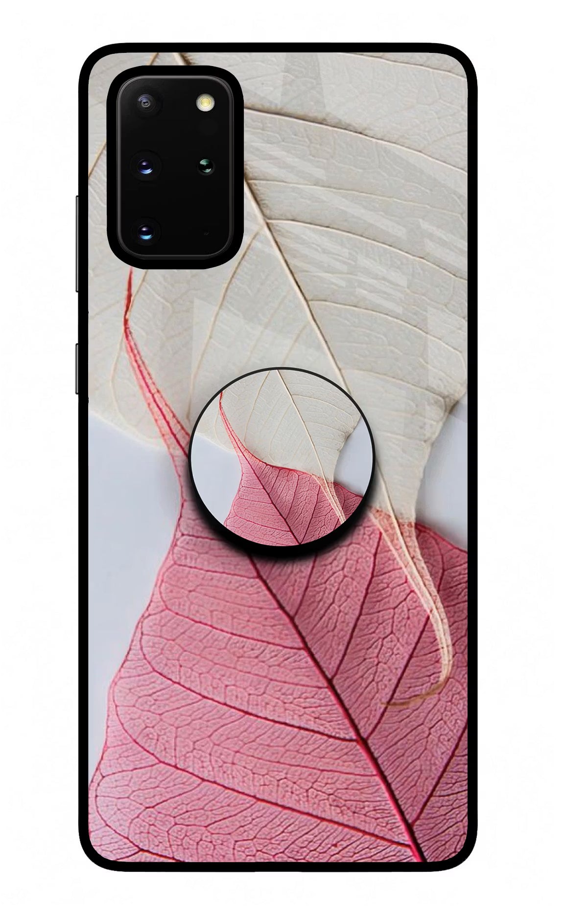 White Pink Leaf Samsung S20 Plus Pop Case - White Pink Leaf Samsung S20 Plus Pop Case by Casekaro White Pink Leaf Samsung S20 Plus Pop Case by Casekaro