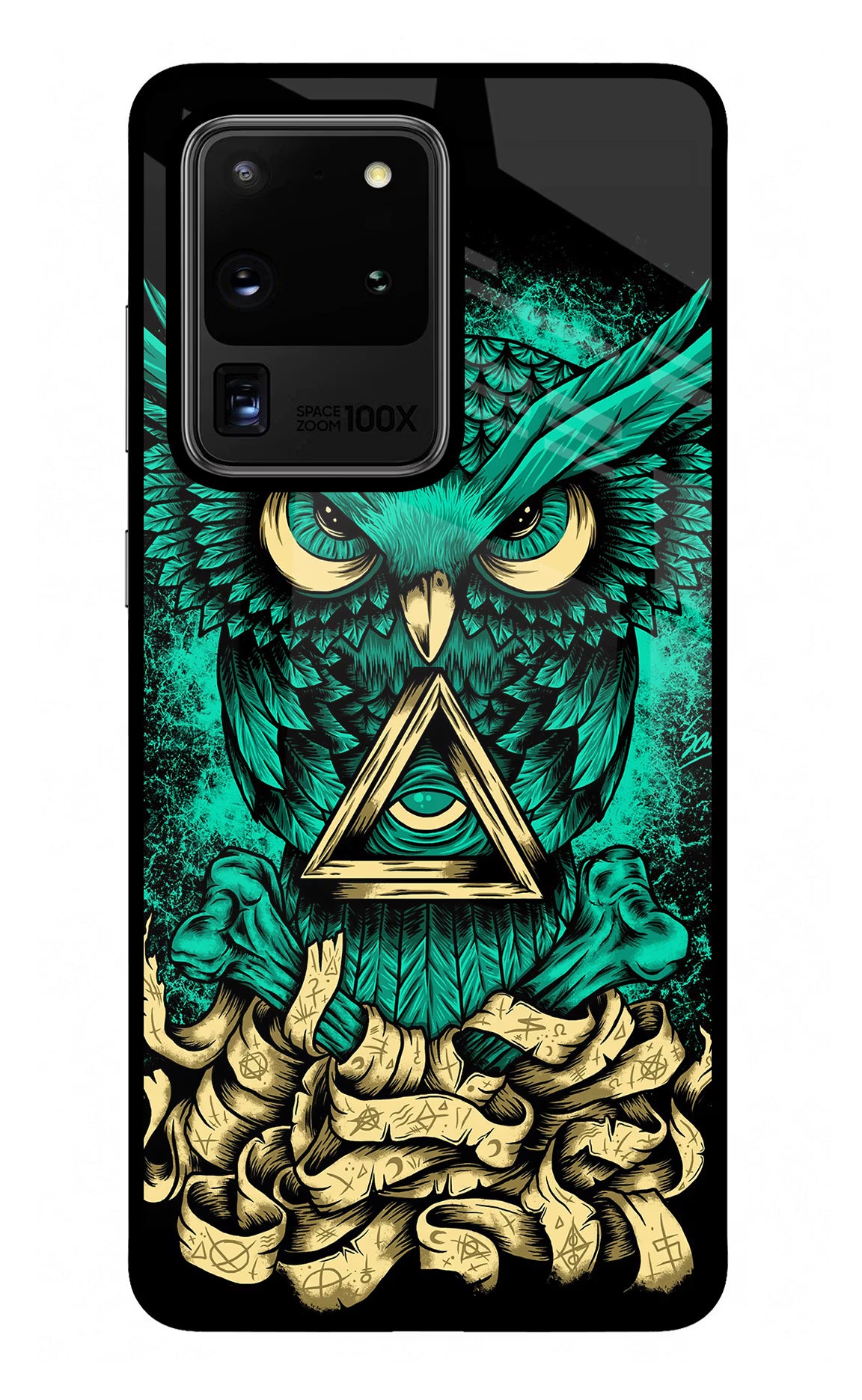Green Owl Samsung S20 Ultra Back Cover - Green Owl Samsung S20 Ultra Glass Case Back Cover by Casekaro Green Owl Samsung S20 Ultra Glass Case Back Cover by Casekaro
