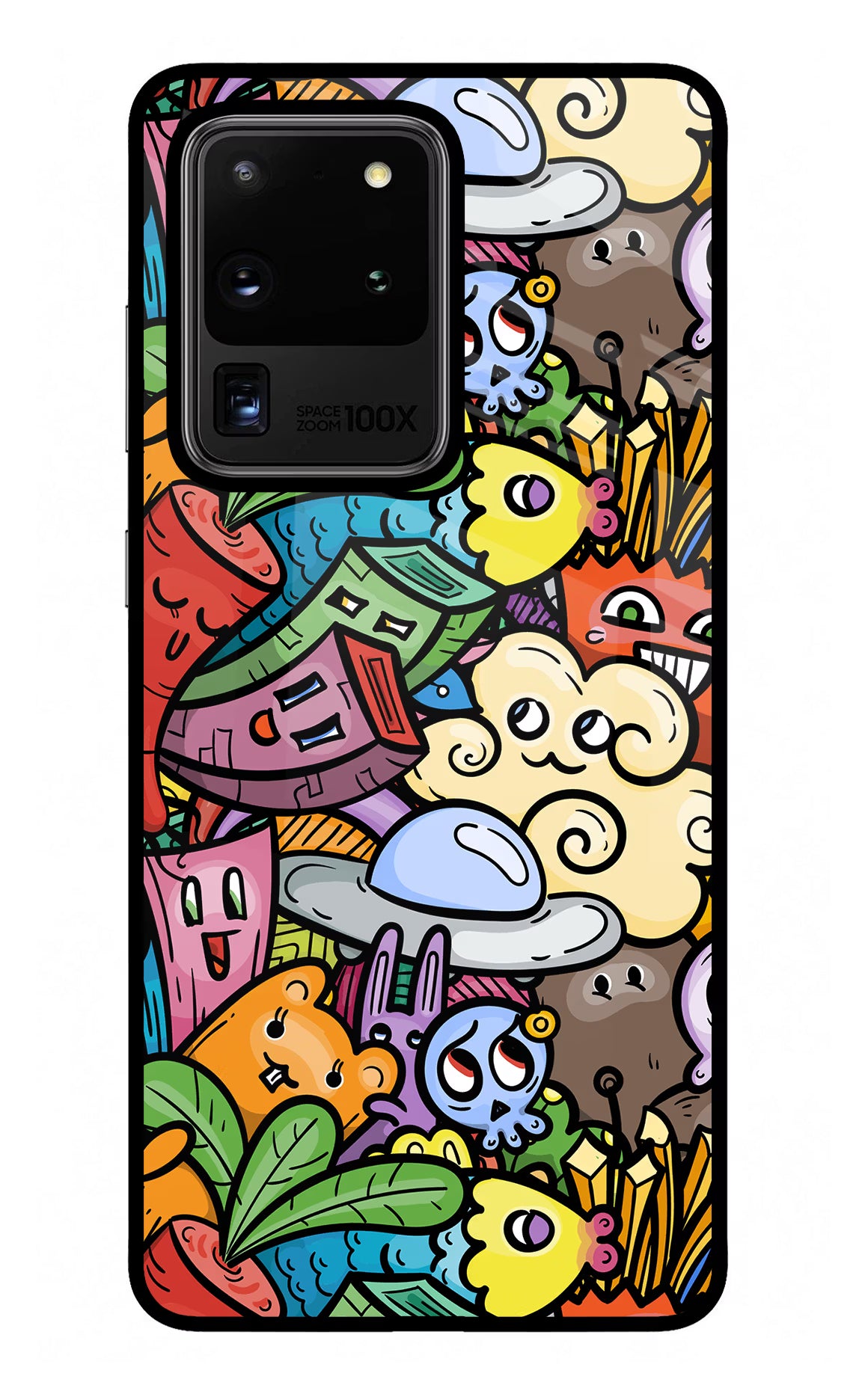 Veggie Doodle Samsung S20 Ultra Back Cover - Veggie Doodle Samsung S20 Ultra Glass Case Back Cover by Casekaro Veggie Doodle Samsung S20 Ultra Glass Case Back Cover by Casekaro