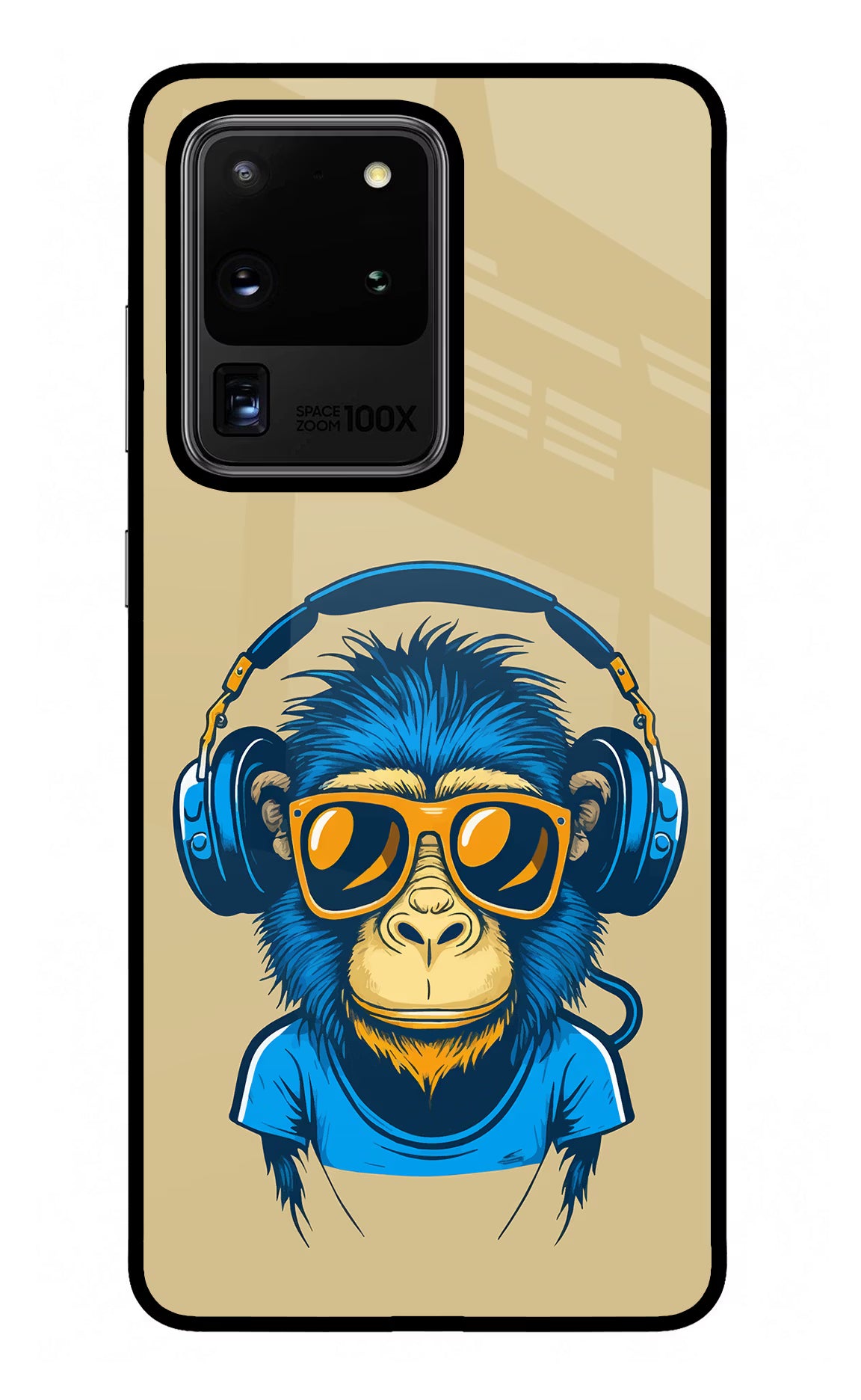 Monkey Headphone Samsung S20 Ultra Back Cover - Monkey Headphone Samsung S20 Ultra Glass Case Back Cover by Casekaro Monkey Headphone Samsung S20 Ultra Glass Case Back Cover by Casekaro