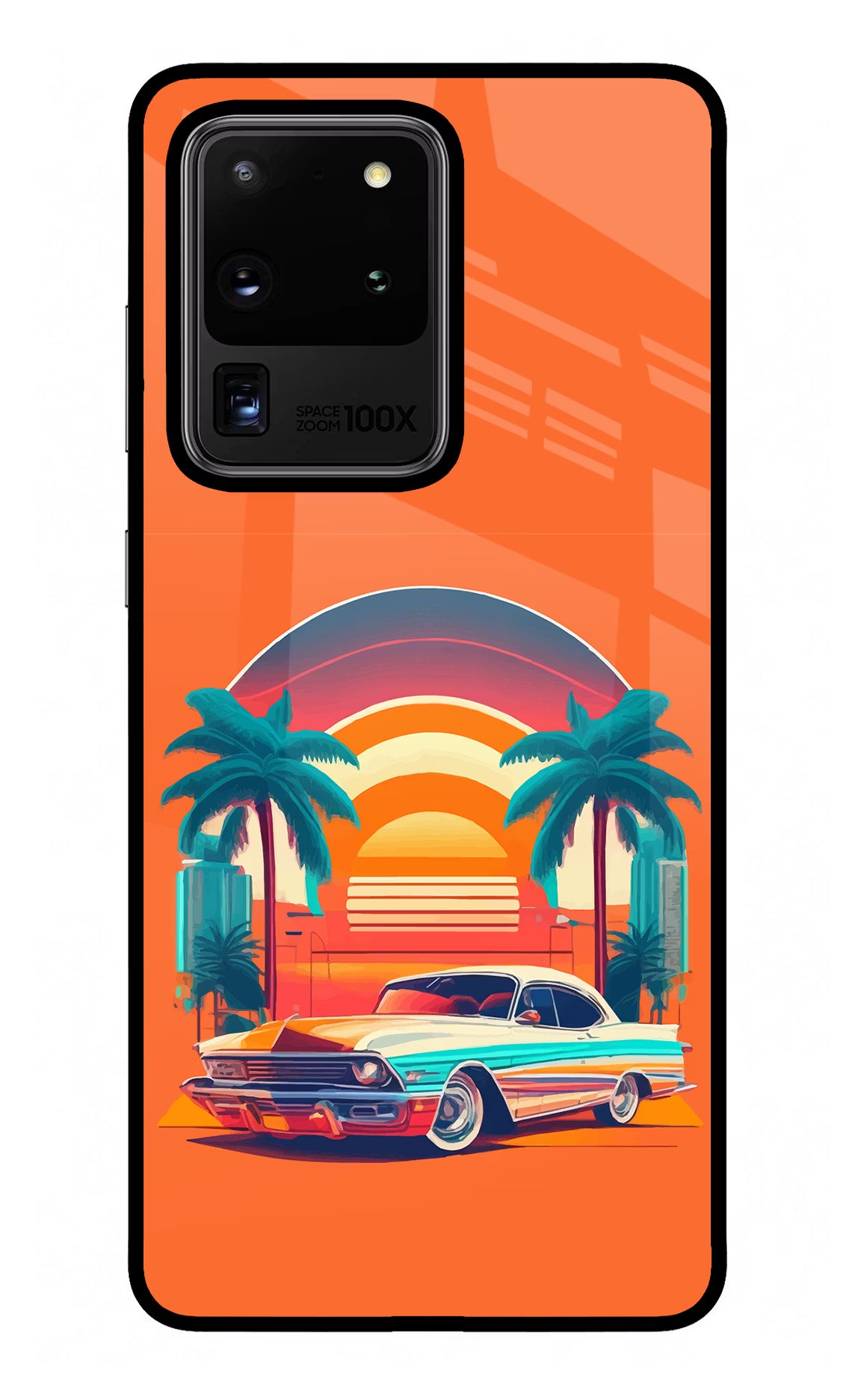 Palm Drive 80s Samsung S20 Ultra Back Cover - Palm Drive 80s Samsung S20 Ultra Glass Case Back Cover by Casekaro Palm Drive 80s Samsung S20 Ultra Glass Case Back Cover by Casekaro