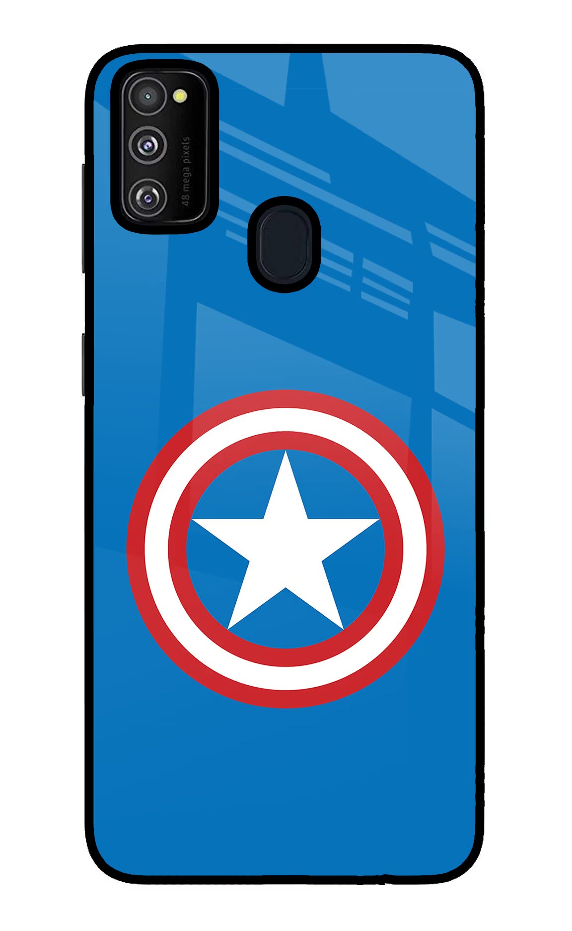 Captain America Logo Samsung M21 2020 Back Cover - Captain America Logo Samsung M21 2020 Glass Case Back Cover by Casekaro Captain America Logo Samsung M21 2020 Glass Case Back Cover by Casekaro