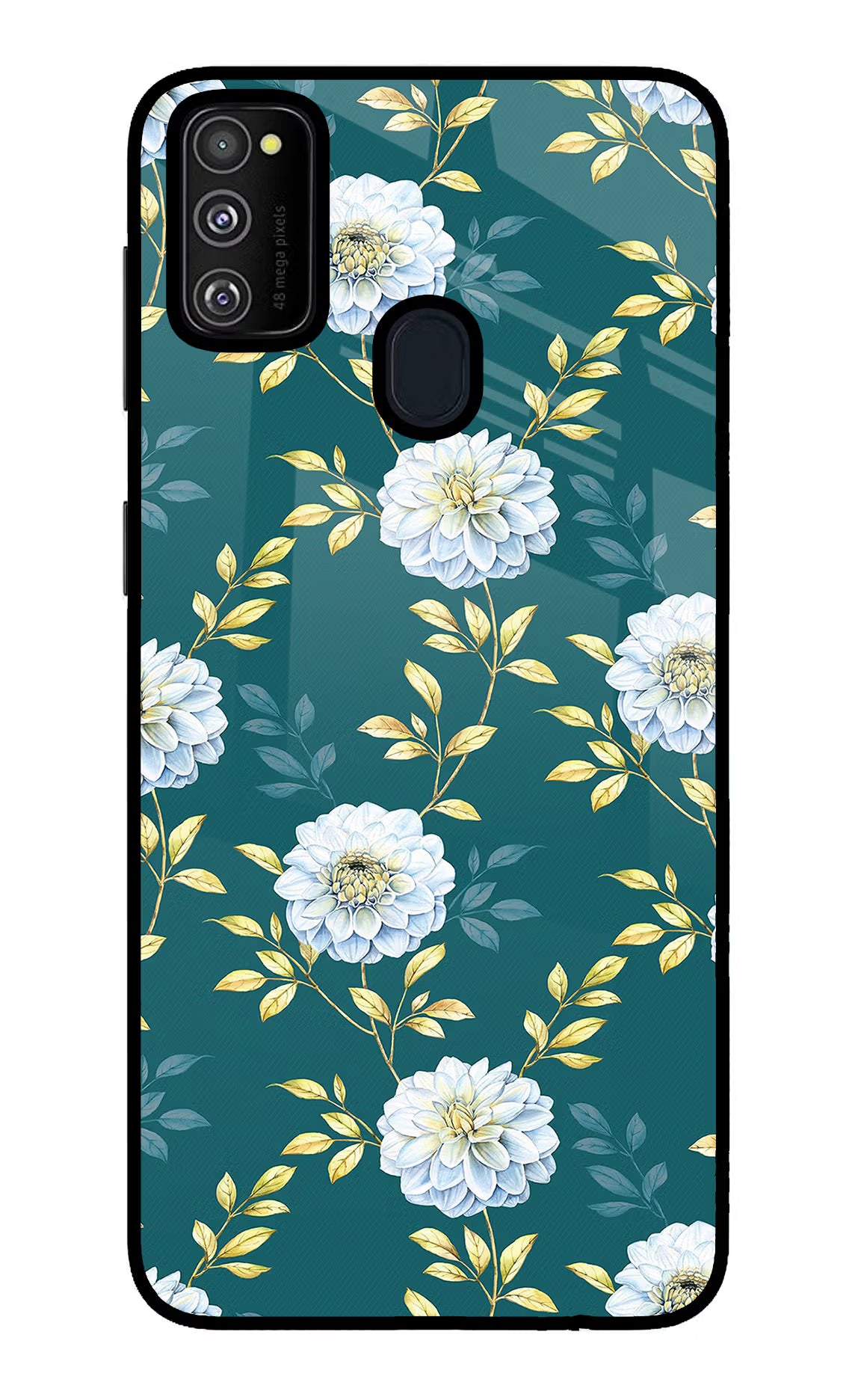 Flowers Samsung M21 2020 Back Cover - Flowers Samsung M21 2020 Glass Case Back Cover by Casekaro Flowers Samsung M21 2020 Glass Case Back Cover by Casekaro