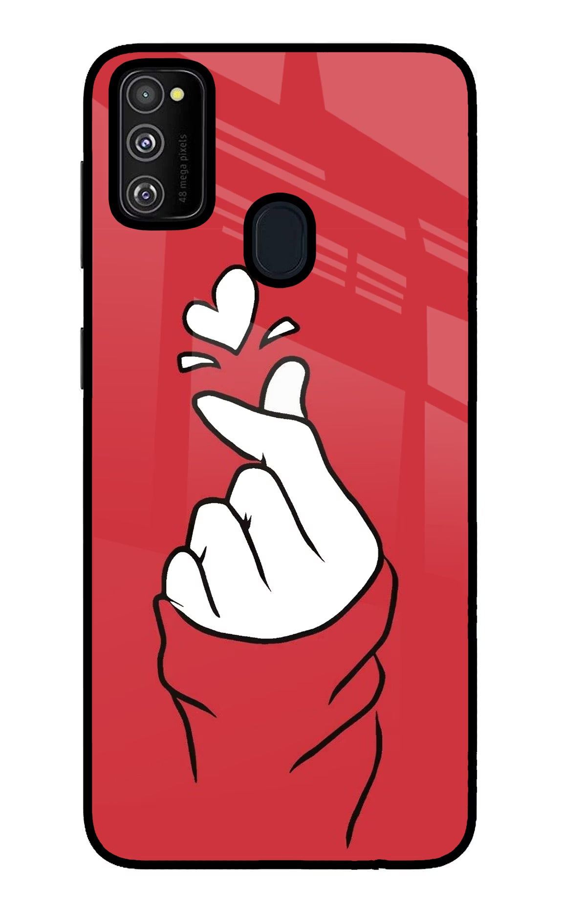 Korean Love Sign Samsung M21 2020 Back Cover - Korean Love Sign Samsung M21 2020 Glass Case Back Cover by Casekaro Korean Love Sign Samsung M21 2020 Glass Case Back Cover by Casekaro