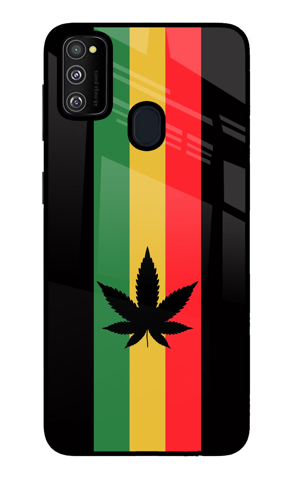 Weed Flag Samsung M21 2020 Back Cover - Weed Flag Samsung M21 2020 Glass Case Back Cover by Casekaro Weed Flag Samsung M21 2020 Glass Case Back Cover by Casekaro