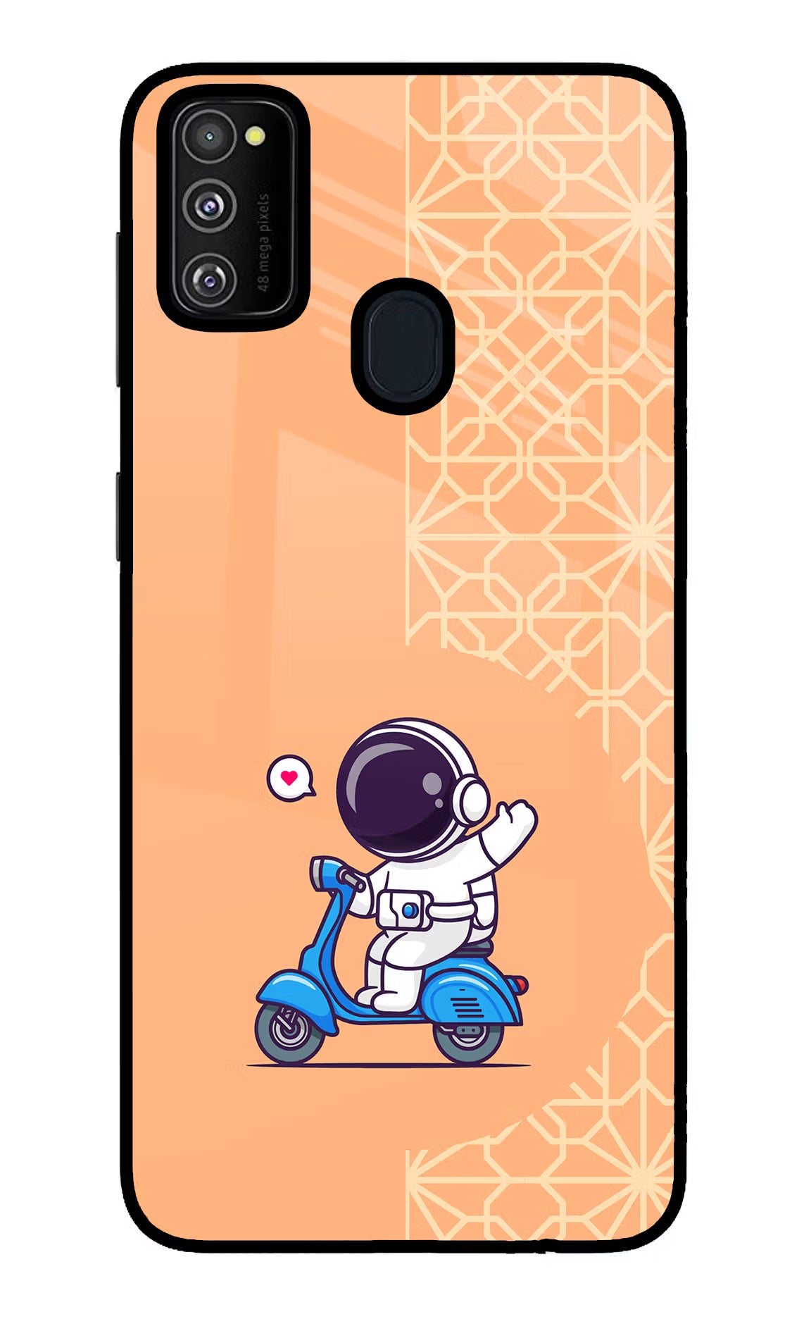 Cute Astronaut Riding Samsung M21 2020 Back Cover - Cute Astronaut Riding Samsung M21 2020 Glass Case Back Cover by Casekaro Cute Astronaut Riding Samsung M21 2020 Glass Case Back Cover by Casekaro