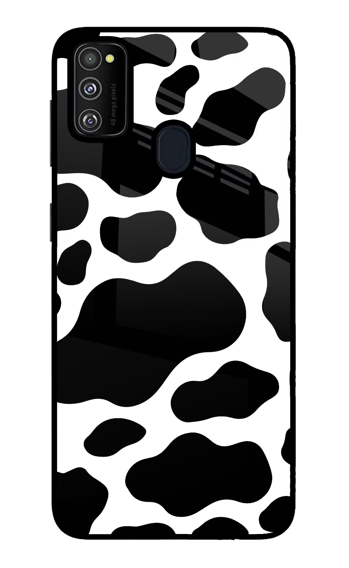 Cow Spots Samsung M21 2020 Back Cover - Cow Spots Samsung M21 2020 Glass Case Back Cover by Casekaro Cow Spots Samsung M21 2020 Glass Case Back Cover by Casekaro