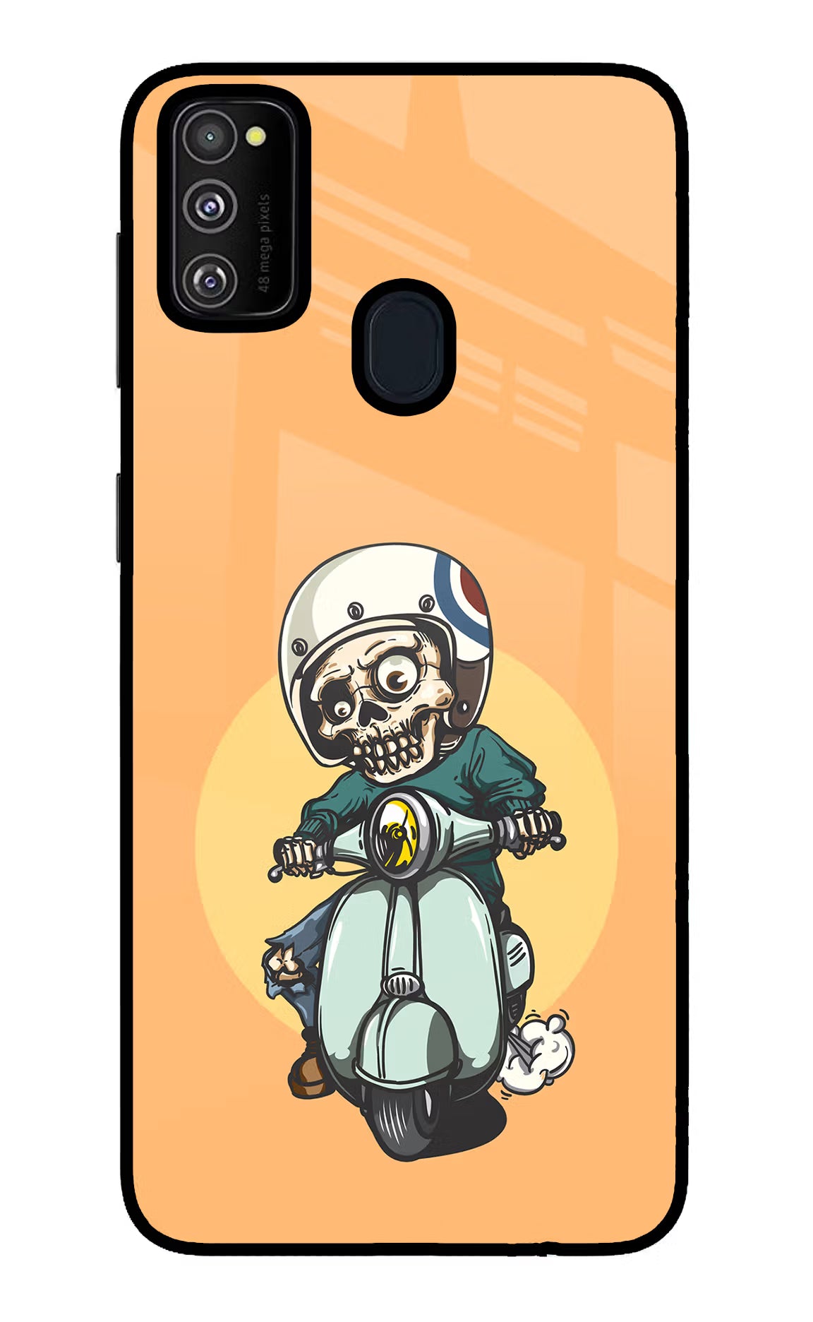 Undead Biker Samsung M21 2020 Back Cover - Undead Biker Samsung M21 2020 Glass Case Back Cover by Casekaro Undead Biker Samsung M21 2020 Glass Case Back Cover by Casekaro