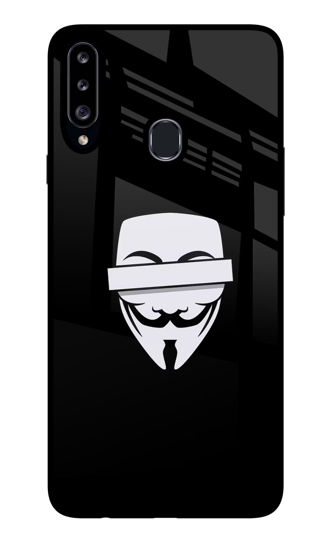 Anonymous Face Samsung A20s Glass Case - Anonymous Face Samsung A20s Glass Case Anonymous Face Samsung A20s Glass Case