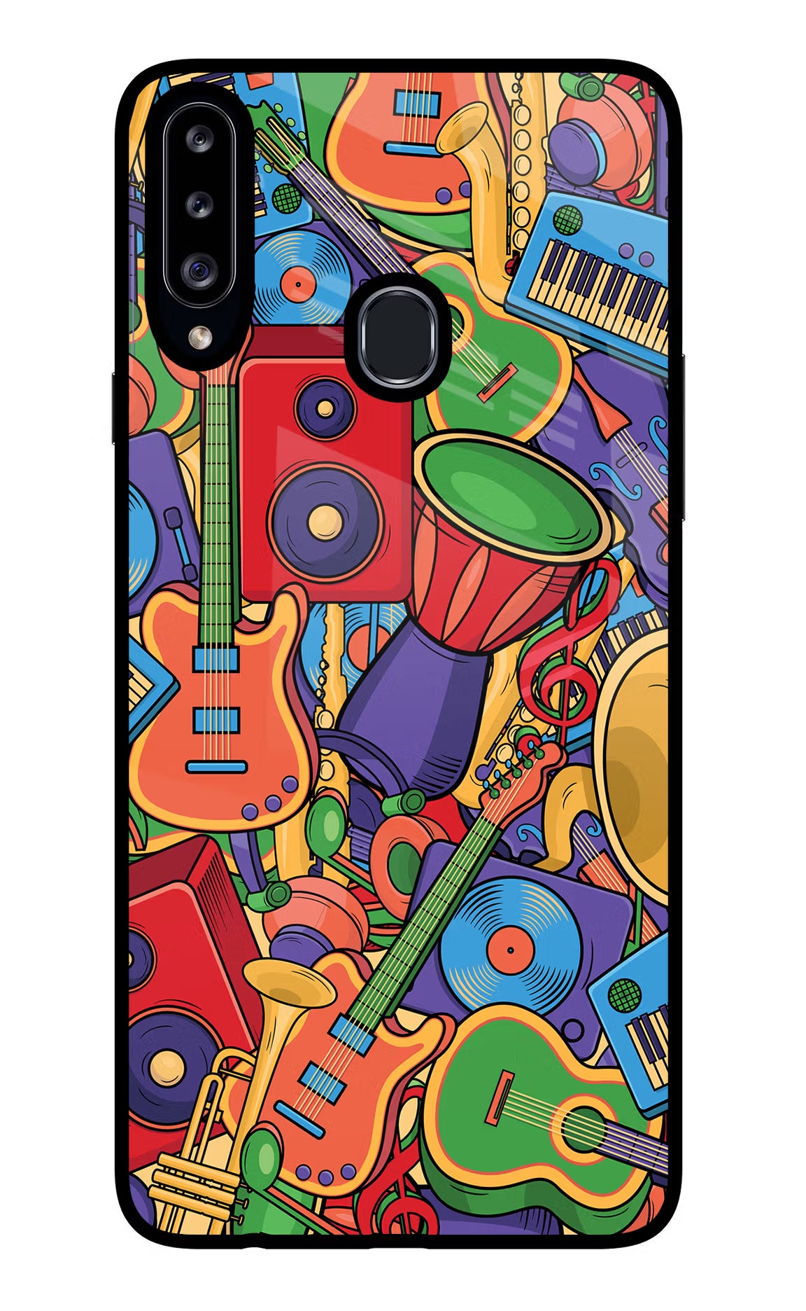 Music Instrument Doodle Samsung A20s Glass Case - Music Instrument Doodle Samsung A20s Glass Case Music Instrument Doodle Samsung A20s Glass Case