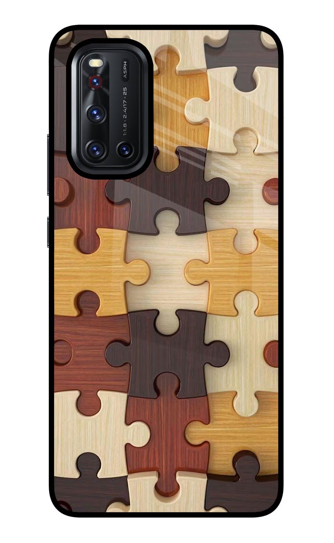 Wooden Puzzle Vivo V19 Back Cover - Wooden Puzzle Vivo V19 Glass Case Back Cover by Casekaro Wooden Puzzle Vivo V19 Glass Case Back Cover by Casekaro