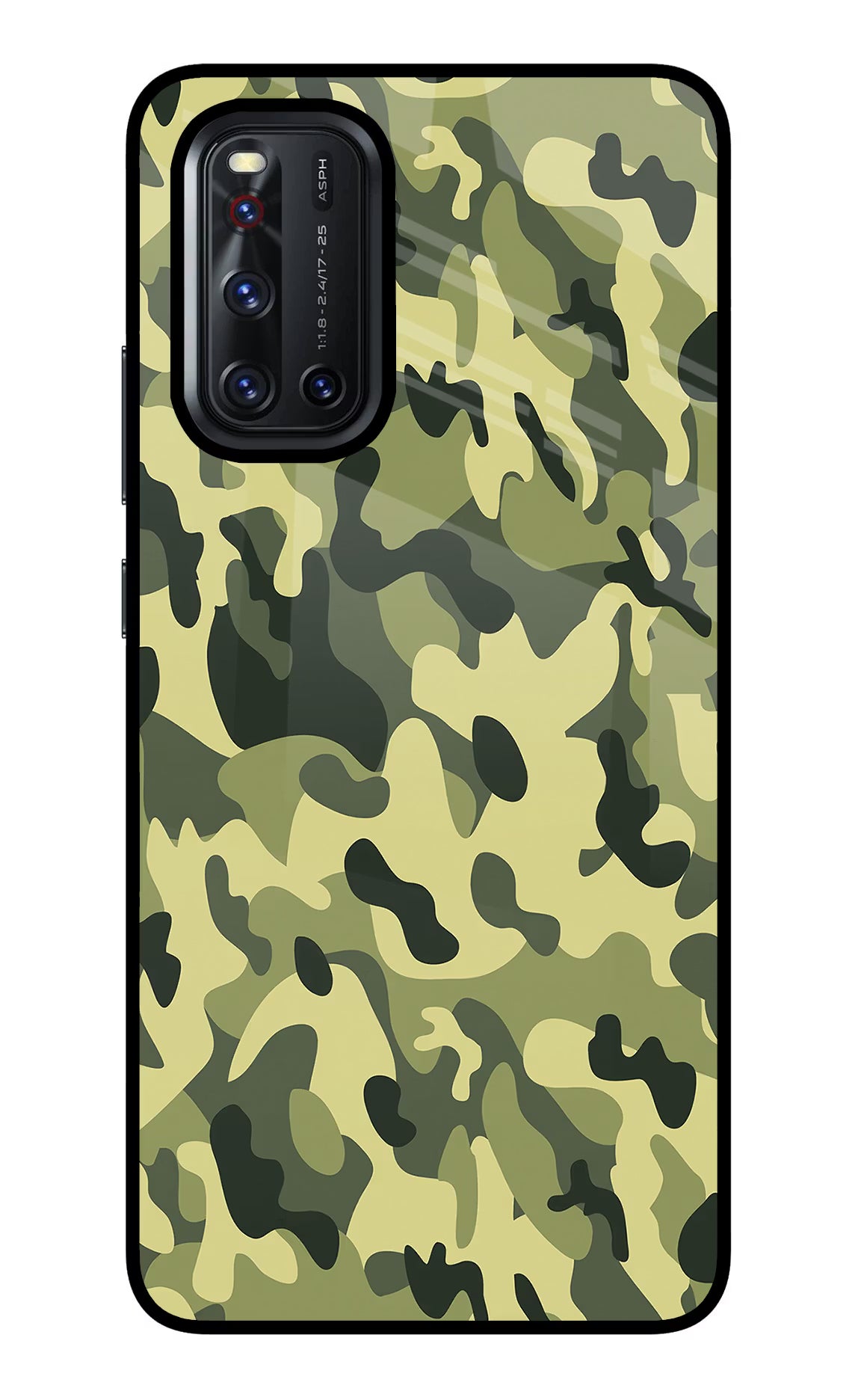 Camouflage Vivo V19 Back Cover - Camouflage Vivo V19 Glass Case Back Cover by Casekaro Camouflage Vivo V19 Glass Case Back Cover by Casekaro
