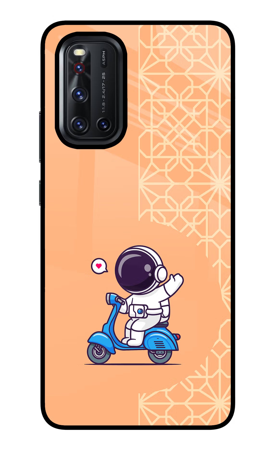 Cute Astronaut Riding Vivo V19 Back Cover - Cute Astronaut Riding Vivo V19 Glass Case Back Cover by Casekaro Cute Astronaut Riding Vivo V19 Glass Case Back Cover by Casekaro