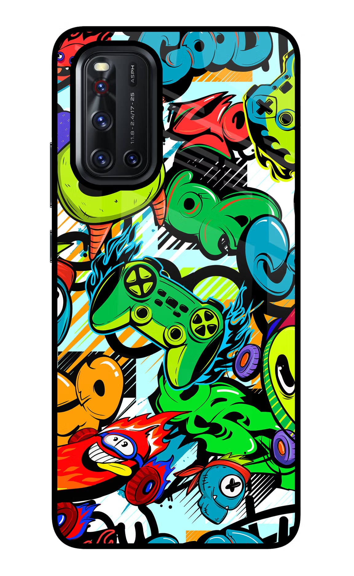 Game Doodle Vivo V19 Back Cover - Game Doodle Vivo V19 Glass Case Back Cover by Casekaro Game Doodle Vivo V19 Glass Case Back Cover by Casekaro