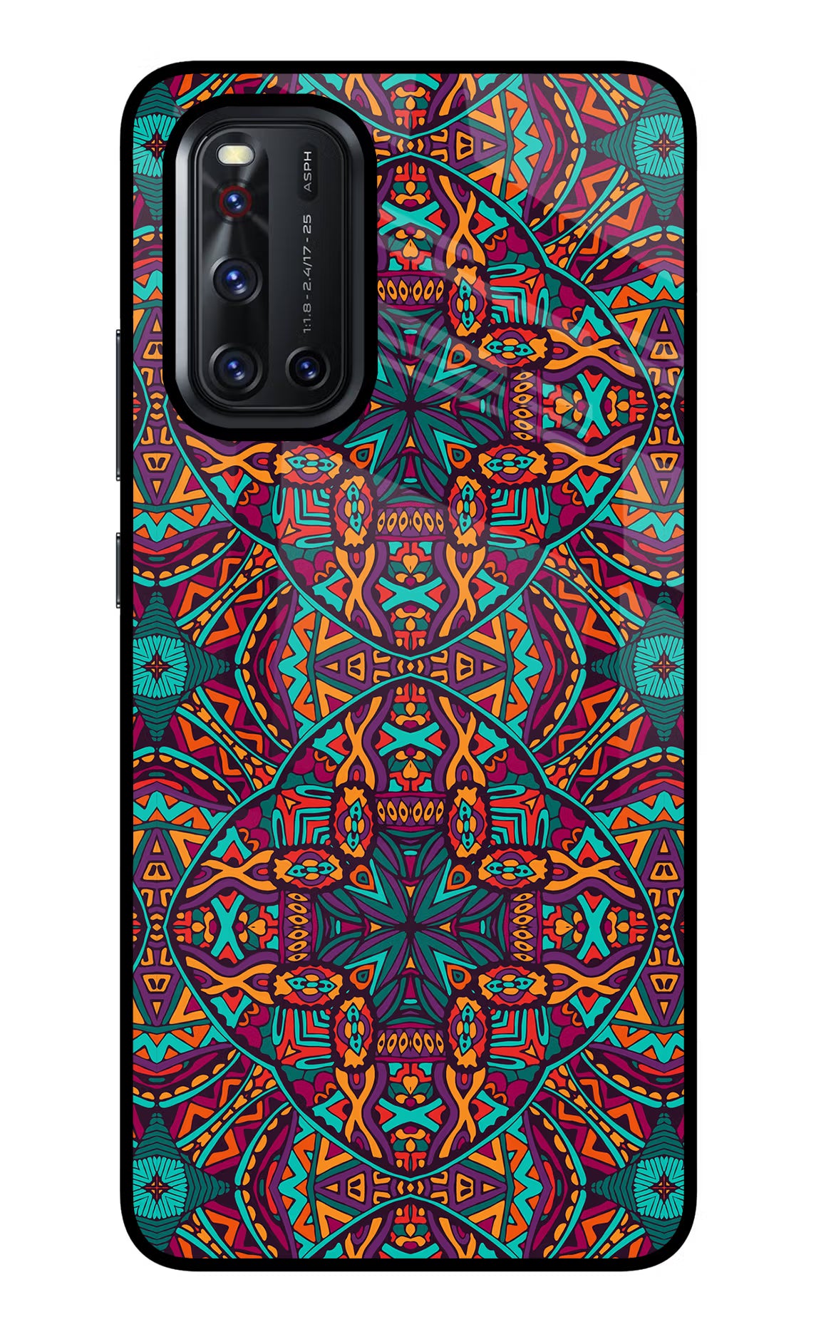 Colour Mandala Vivo V19 Back Cover - Colour Mandala Vivo V19 Glass Case Back Cover by Casekaro Colour Mandala Vivo V19 Glass Case Back Cover by Casekaro