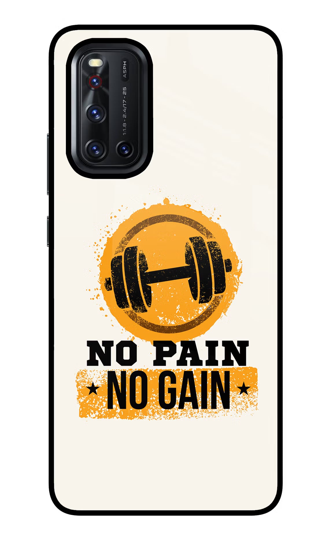 No Pain No Gain Vivo V19 Back Cover - No Pain No Gain Vivo V19 Glass Case Back Cover by Casekaro No Pain No Gain Vivo V19 Glass Case Back Cover by Casekaro
