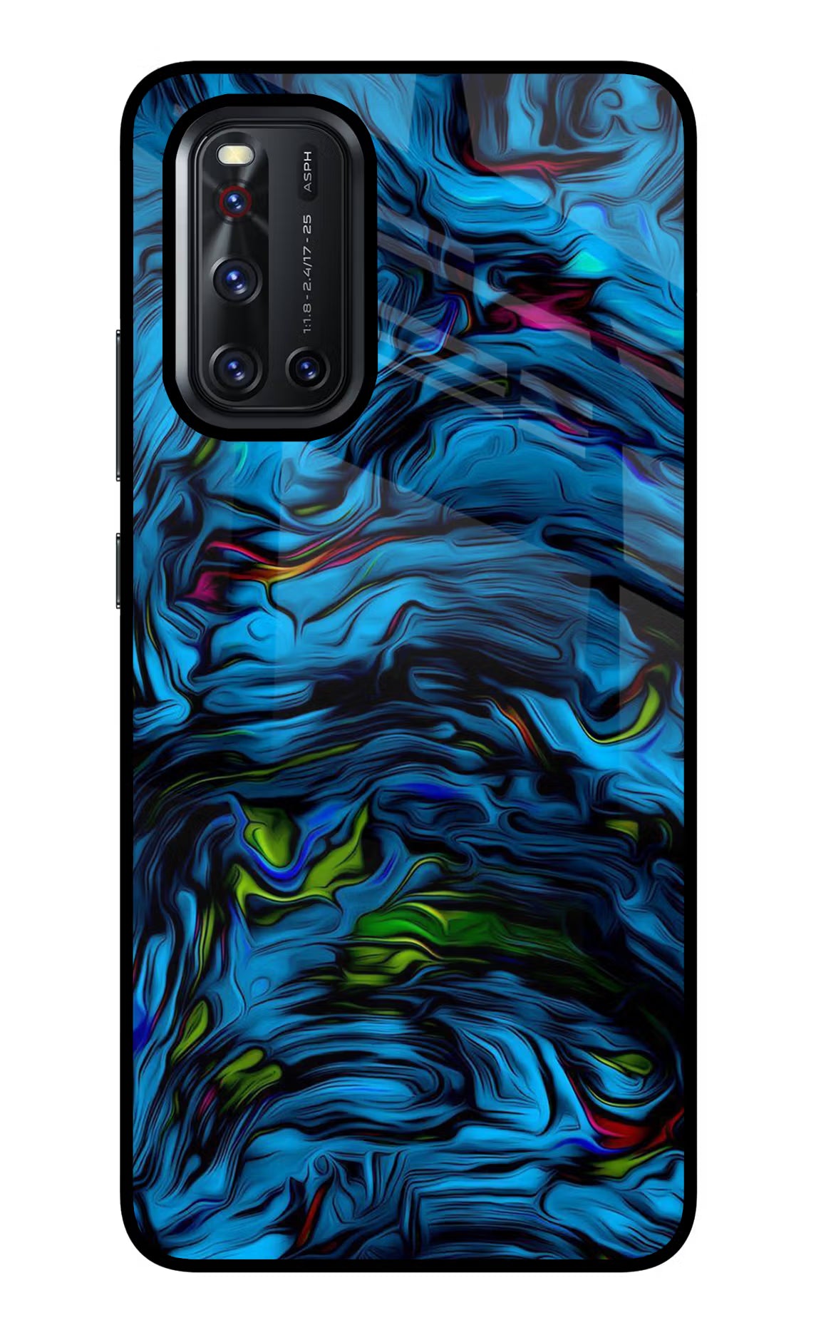 Dark Blue Abstract Vivo V19 Back Cover - Dark Blue Abstract Vivo V19 Glass Case Back Cover by Casekaro Dark Blue Abstract Vivo V19 Glass Case Back Cover by Casekaro