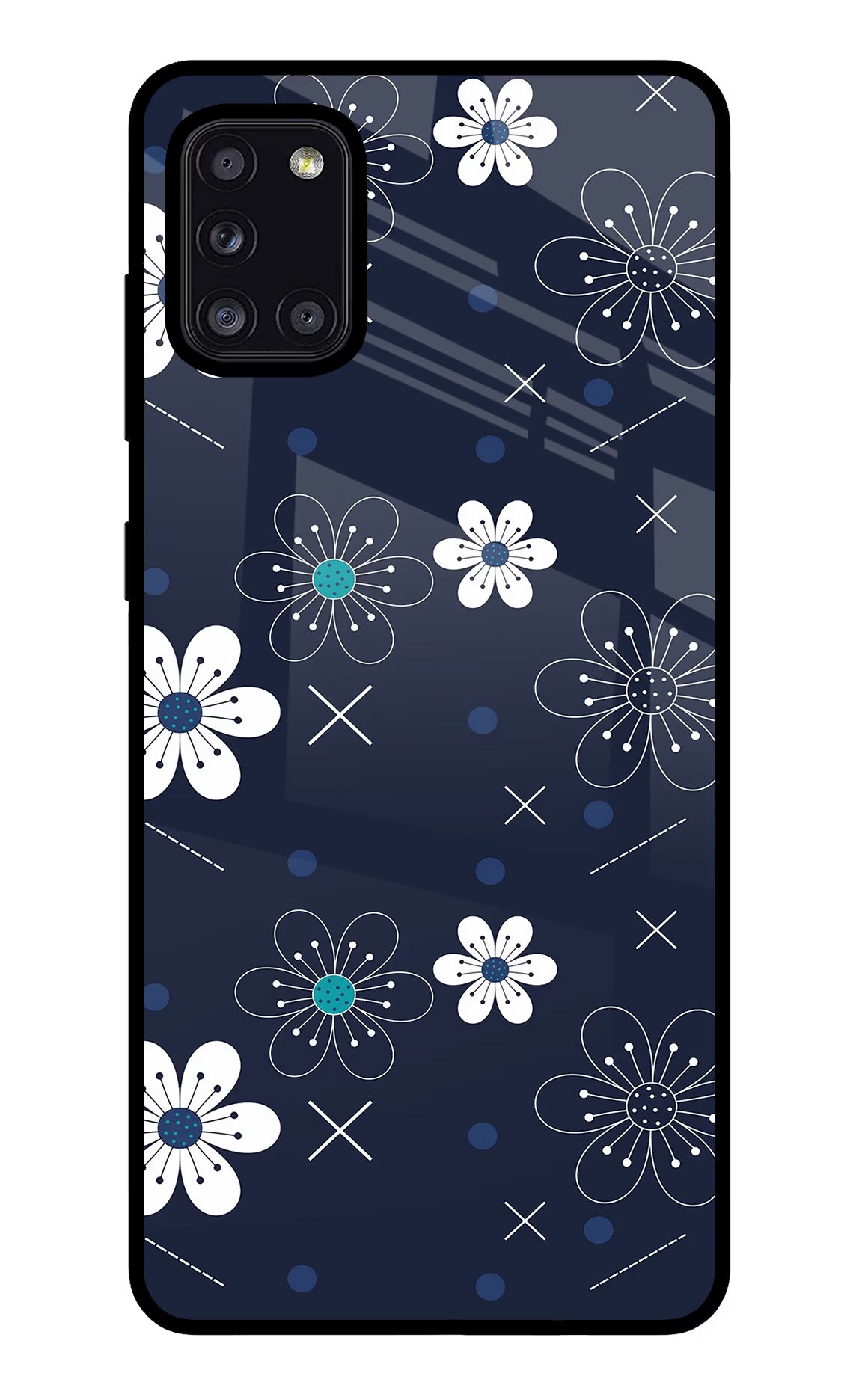 Flowers Samsung A31 Back Cover - Flowers Samsung A31 Glass Case Back Cover by Casekaro Flowers Samsung A31 Glass Case Back Cover by Casekaro