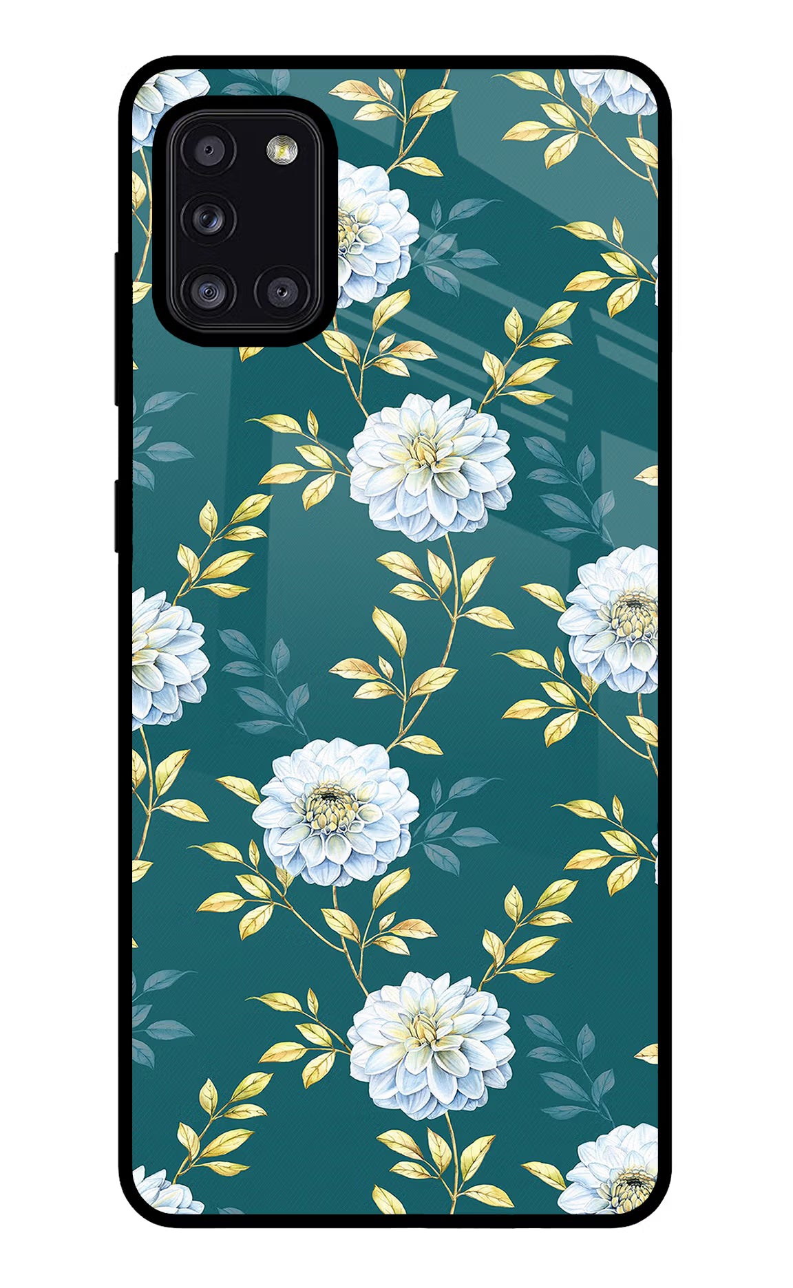 Flowers Samsung A31 Back Cover - Flowers Samsung A31 Glass Case Back Cover by Casekaro Flowers Samsung A31 Glass Case Back Cover by Casekaro