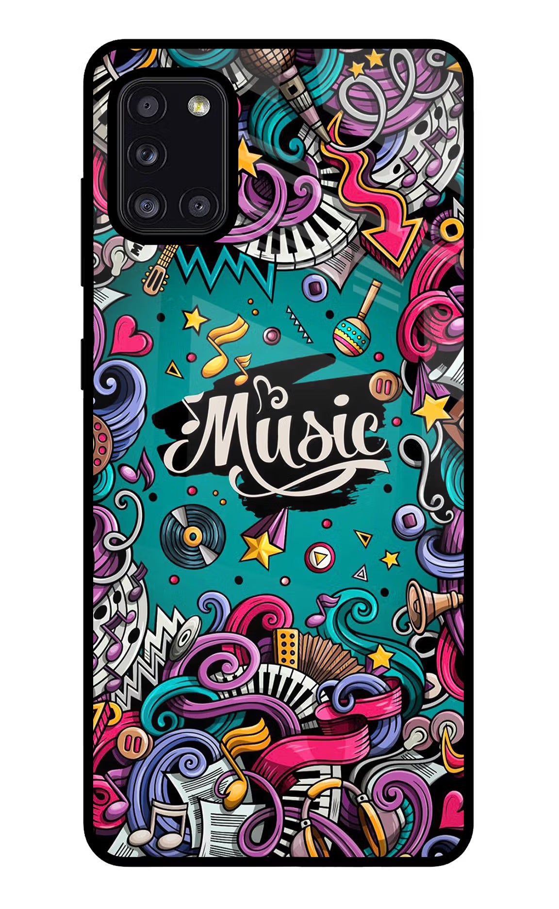 Music Graffiti Samsung A31 Glass Case - Music Graffiti Samsung A31 Glass Case Music Graffiti Samsung A31 Glass Case