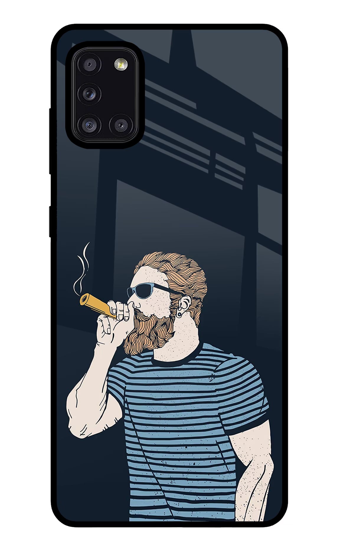 Smoking Samsung A31 Back Cover - Smoking Samsung A31 Glass Case Back Cover by Casekaro Smoking Samsung A31 Glass Case Back Cover by Casekaro