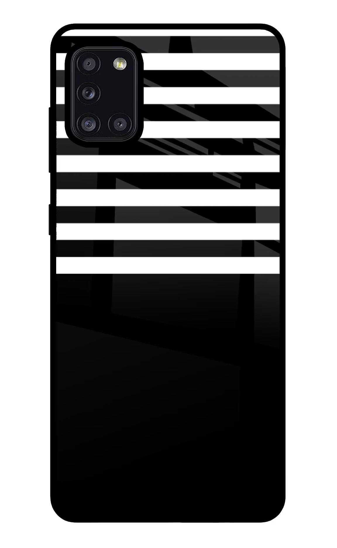 Black and White Print Samsung A31 Back Cover - Black and White Print Samsung A31 Glass Case Back Cover by Casekaro Black and White Print Samsung A31 Glass Case Back Cover by Casekaro