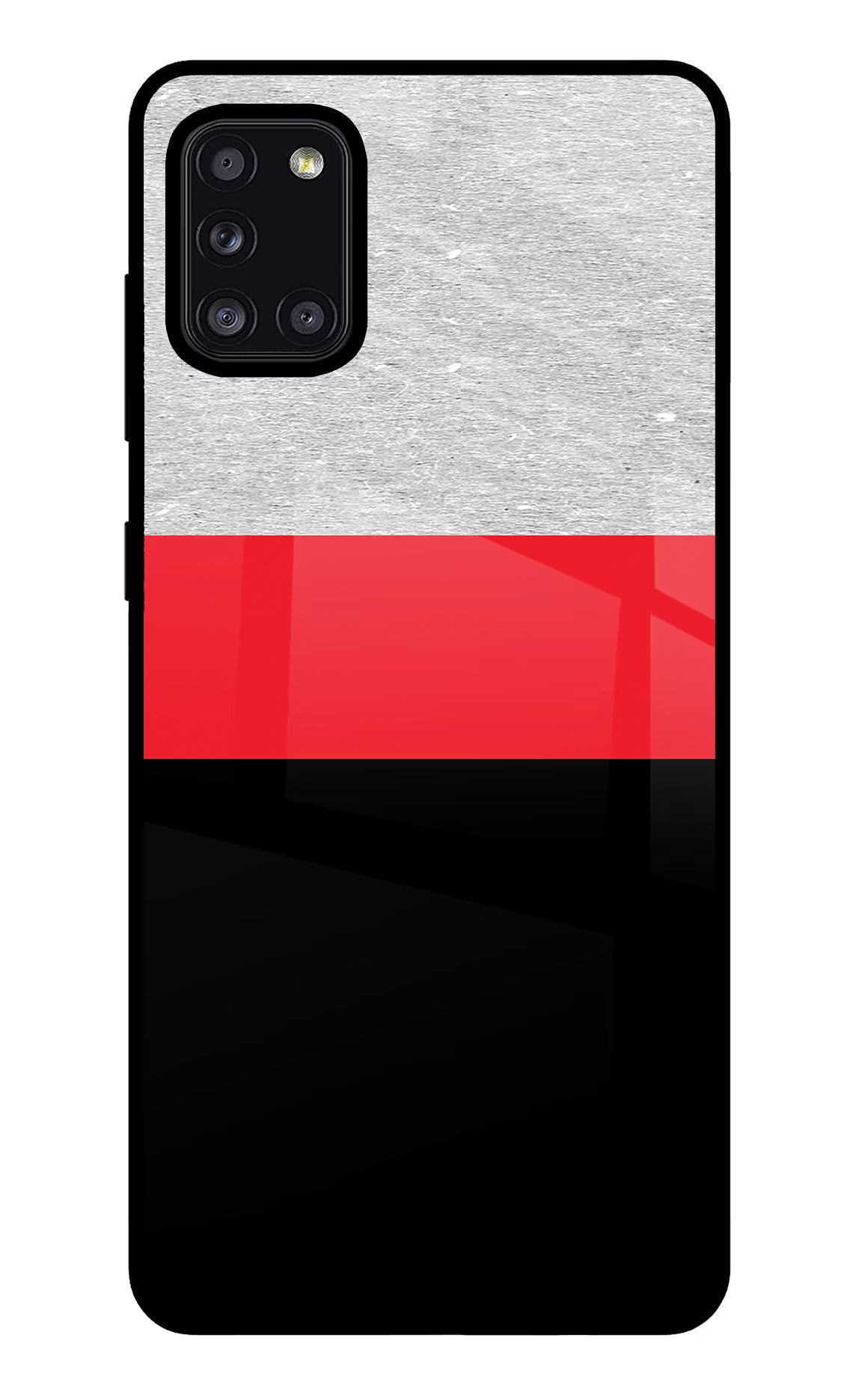 Tri Color Pattern Samsung A31 Back Cover - Tri Color Pattern Samsung A31 Glass Case Back Cover by Casekaro Tri Color Pattern Samsung A31 Glass Case Back Cover by Casekaro